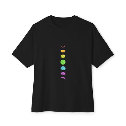 Rainbow Lunar Phases Unisex Oversized Boxy Tee Printify