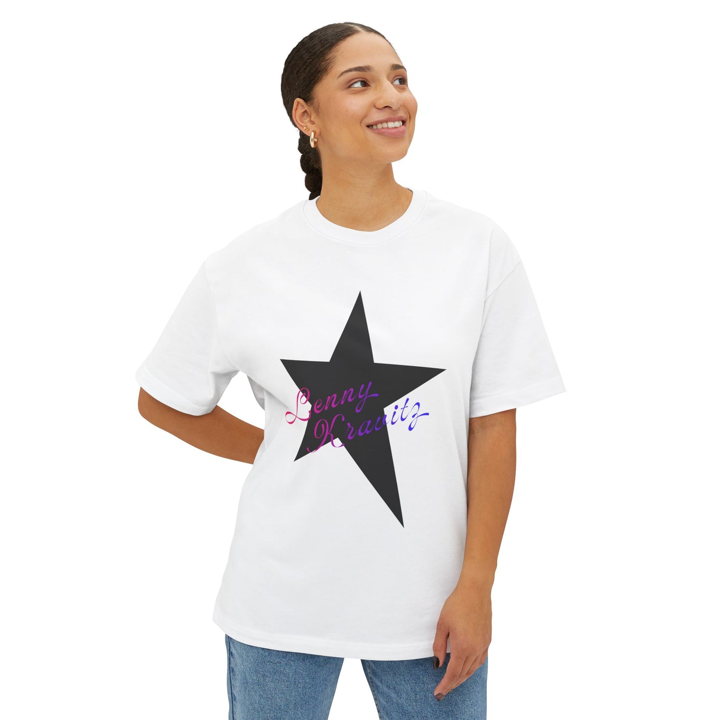 Retro Groove Script Unisex Oversized Boxy tee Printify