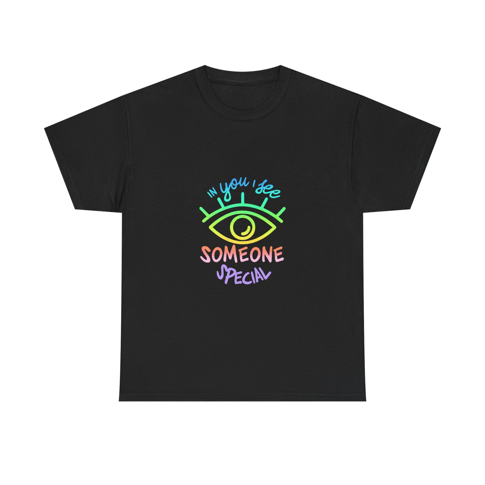 Vibrant Eye and Text Unisex Cotton Tee Printify