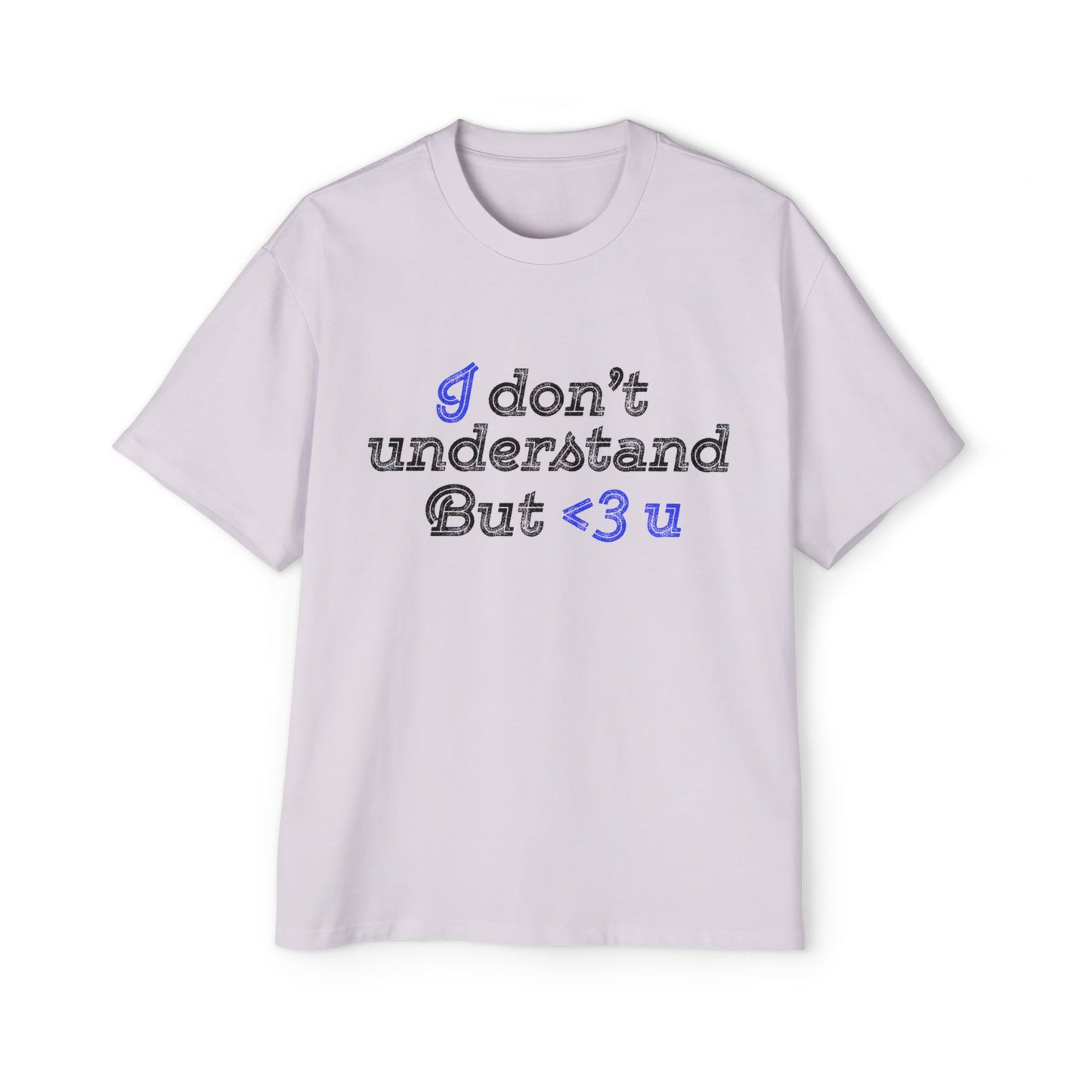 I <3 U Blue Type Men's Heavy Oversized Tee - snazzymerch