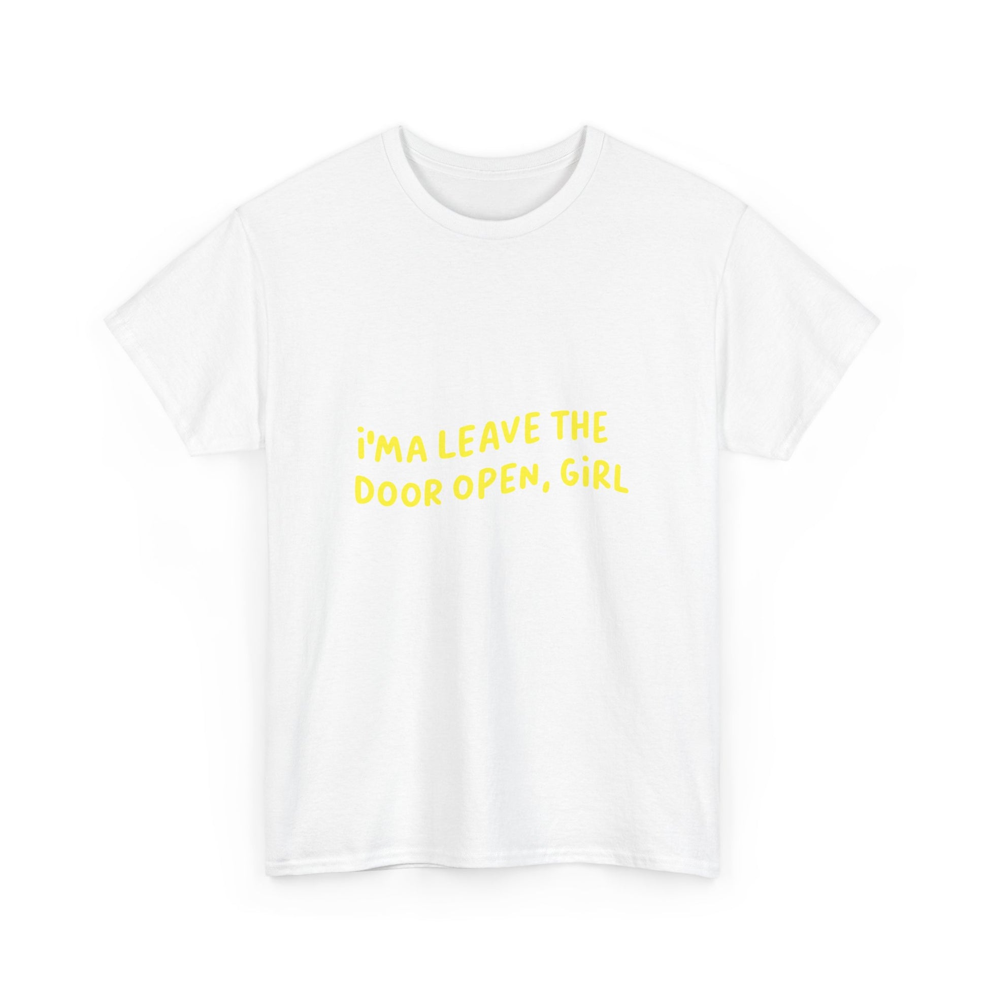 Open Vibes Yellow Script Unisex Heavy cotton Tee Printify