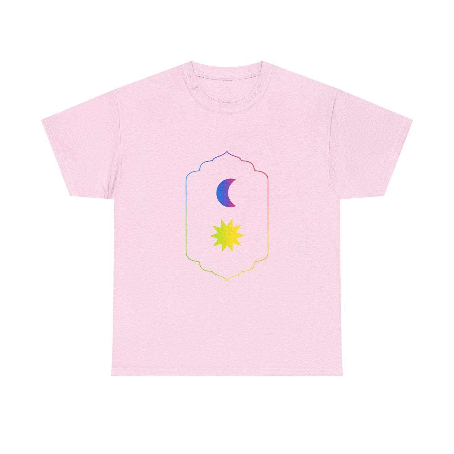 Gradient Moon and Star Emblem Unisex Cotton Tee Printify