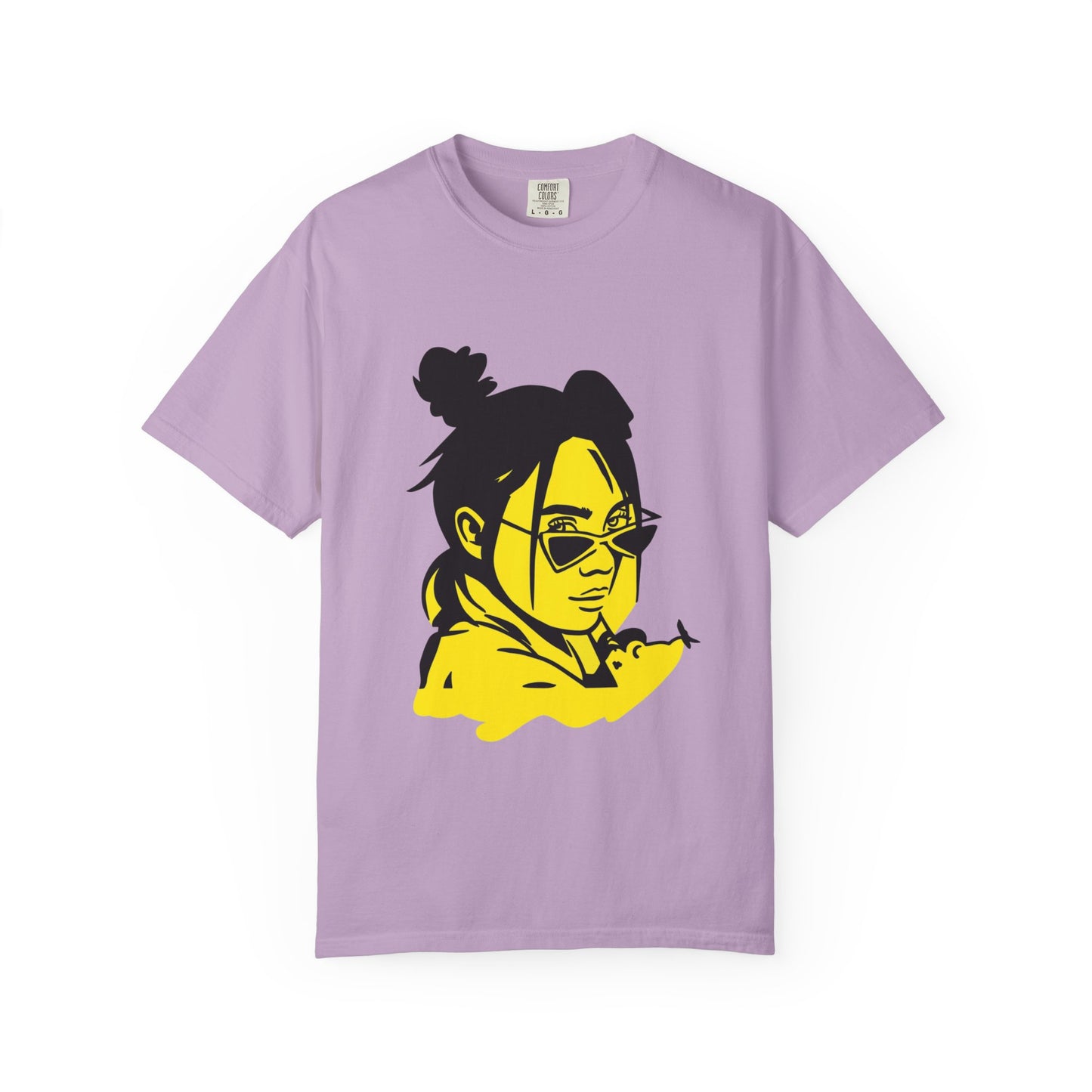 Billie Eilish Inspired Dyed T-shirt – Neon Mood Portrait Edition Printify
