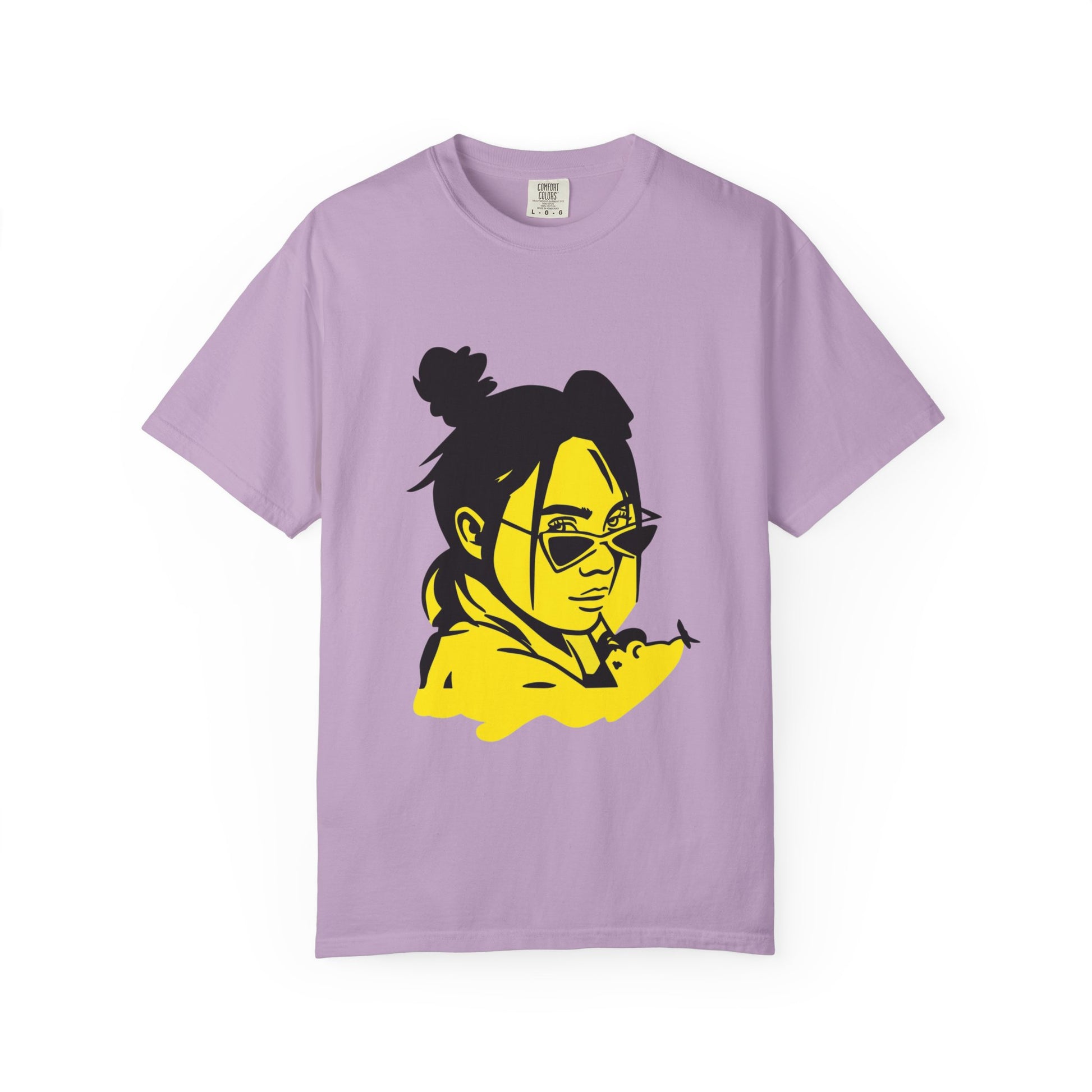 Billie Eilish Inspired Dyed T-shirt – Neon Mood Portrait Edition Printify