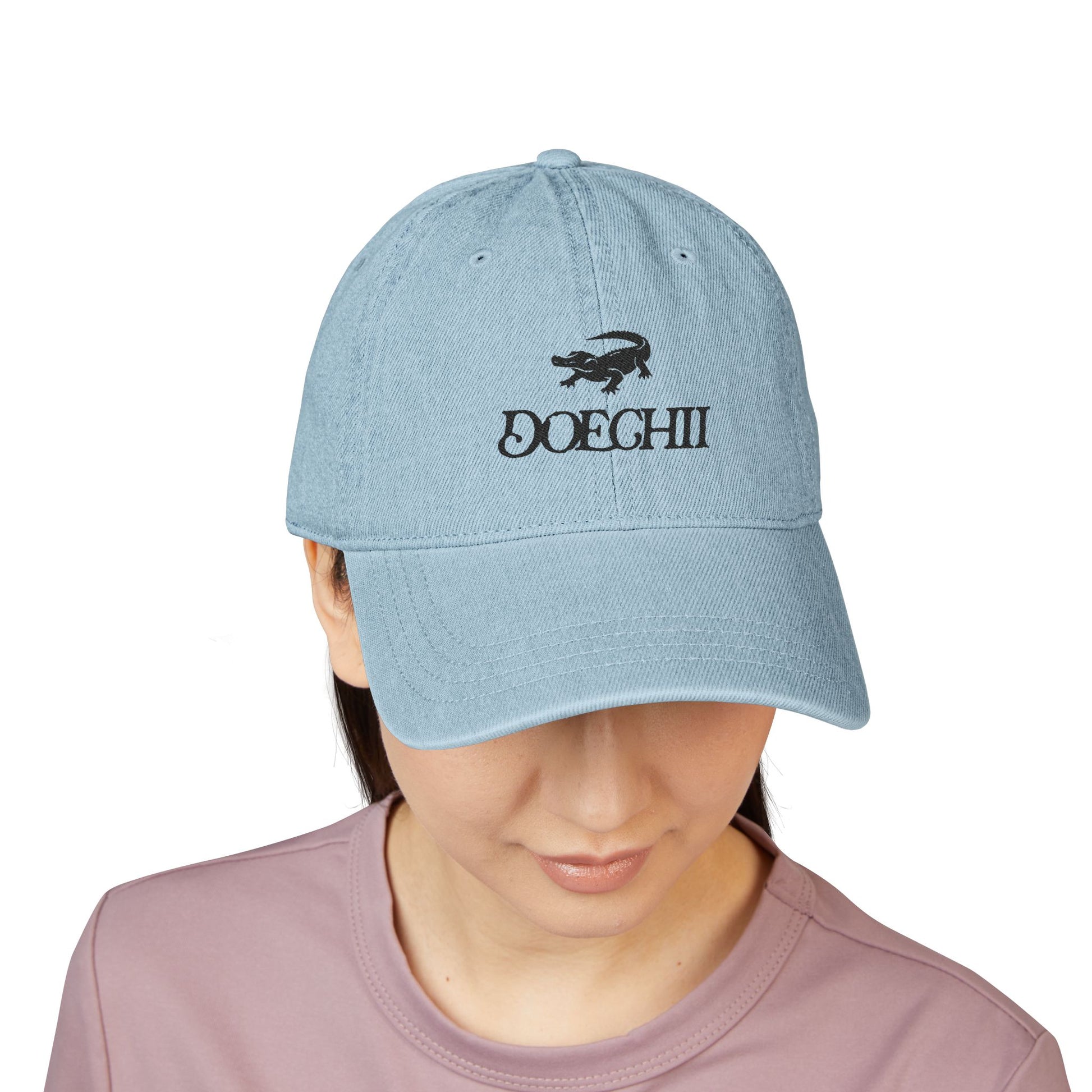 Red Typography Denim Hat (Embroidery) - snazzymerch