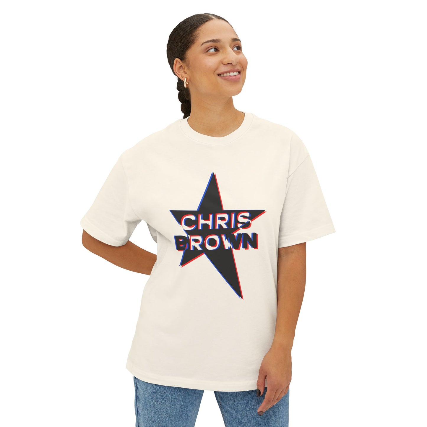 Star Outline Retro Unisex oversized Boxy Tee - snazzymerch