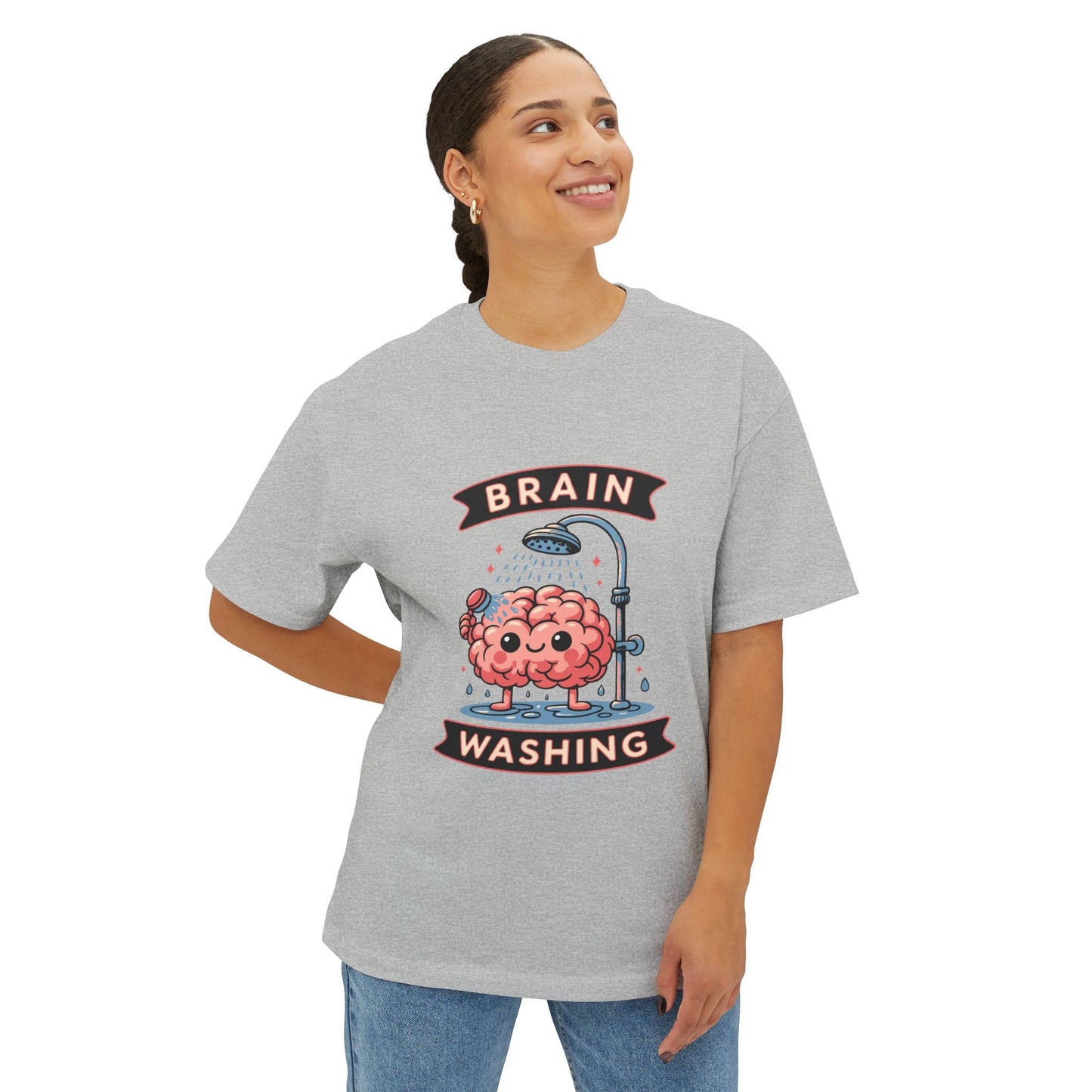 Oversized boxy Tee – Snazzy Brain washing Edition Printify