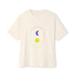 Gradient Moon and Star Emblem Unisex Oversized Boxy Tee Printify