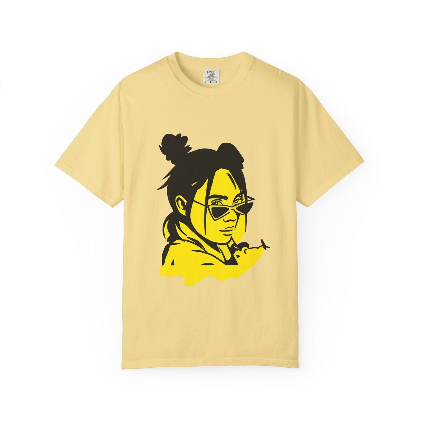 Billie Eilish Inspired Dyed T-shirt – Neon Mood Portrait Edition Printify