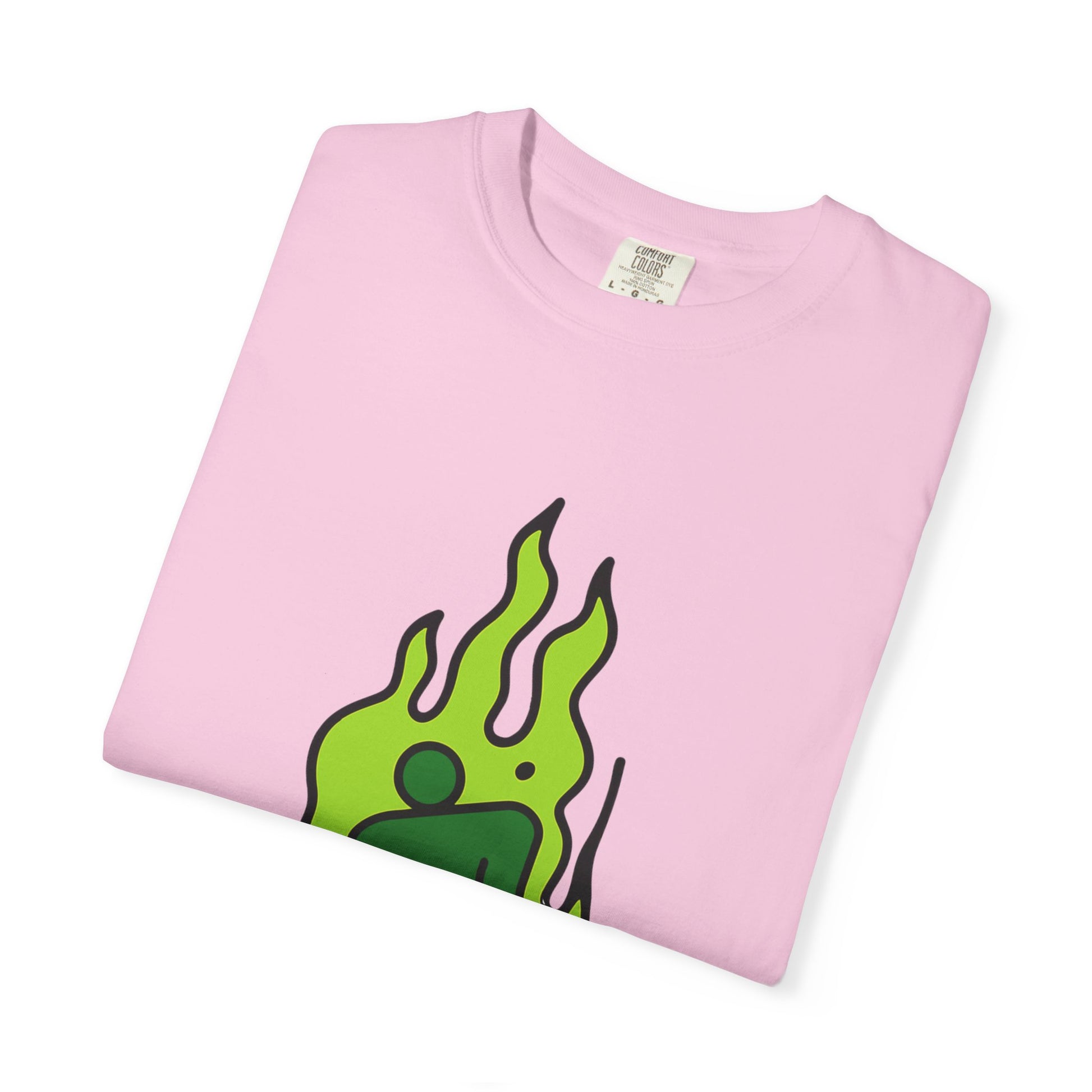 Billie Eilish Inspired Dyed T-shirt – Green Flame Icon Edition Printify