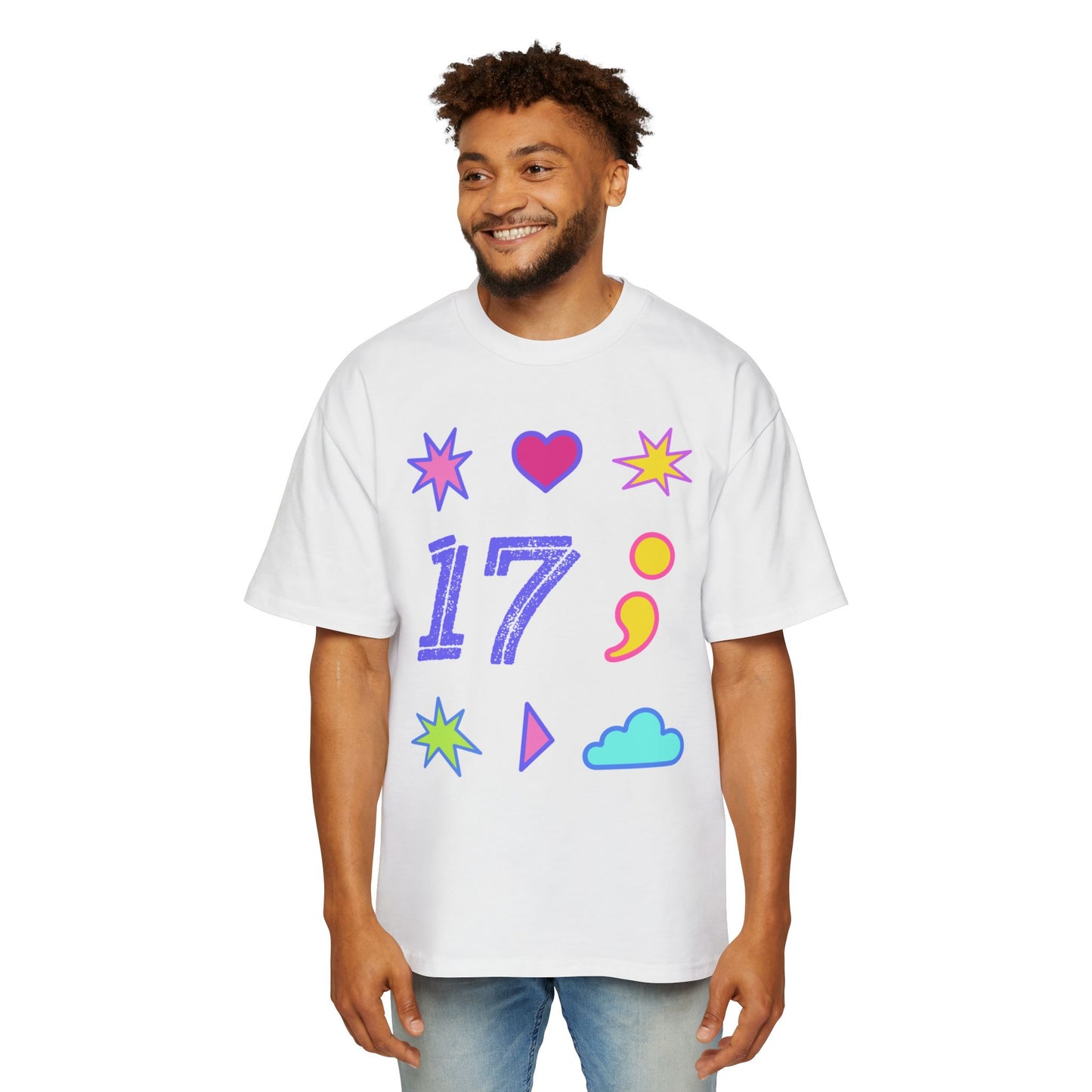 Symbols of 17 Aesthetic Men's Heavy Oversized Tee - snazzymerch