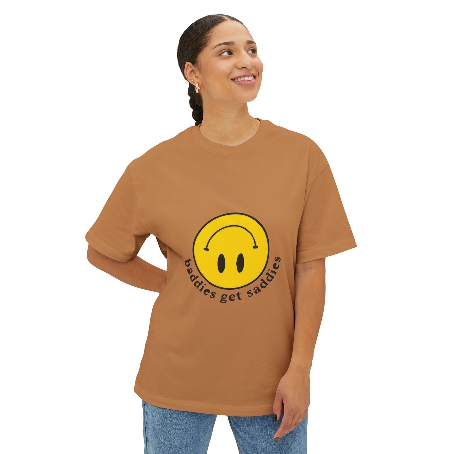 Yellow Smiley Unisex Oversized Boxy Tee - snazzymerch