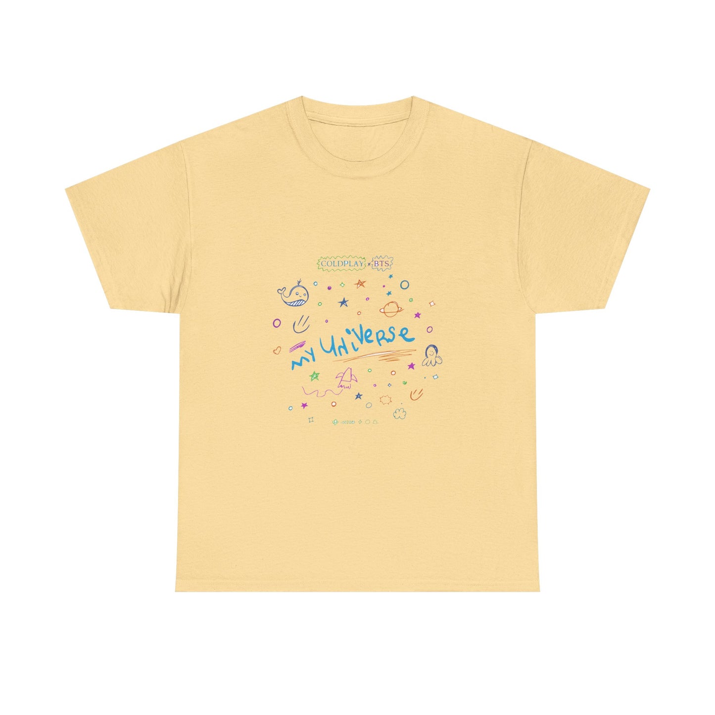 Neon Space Doodles Unisex Cotton Tee Printify