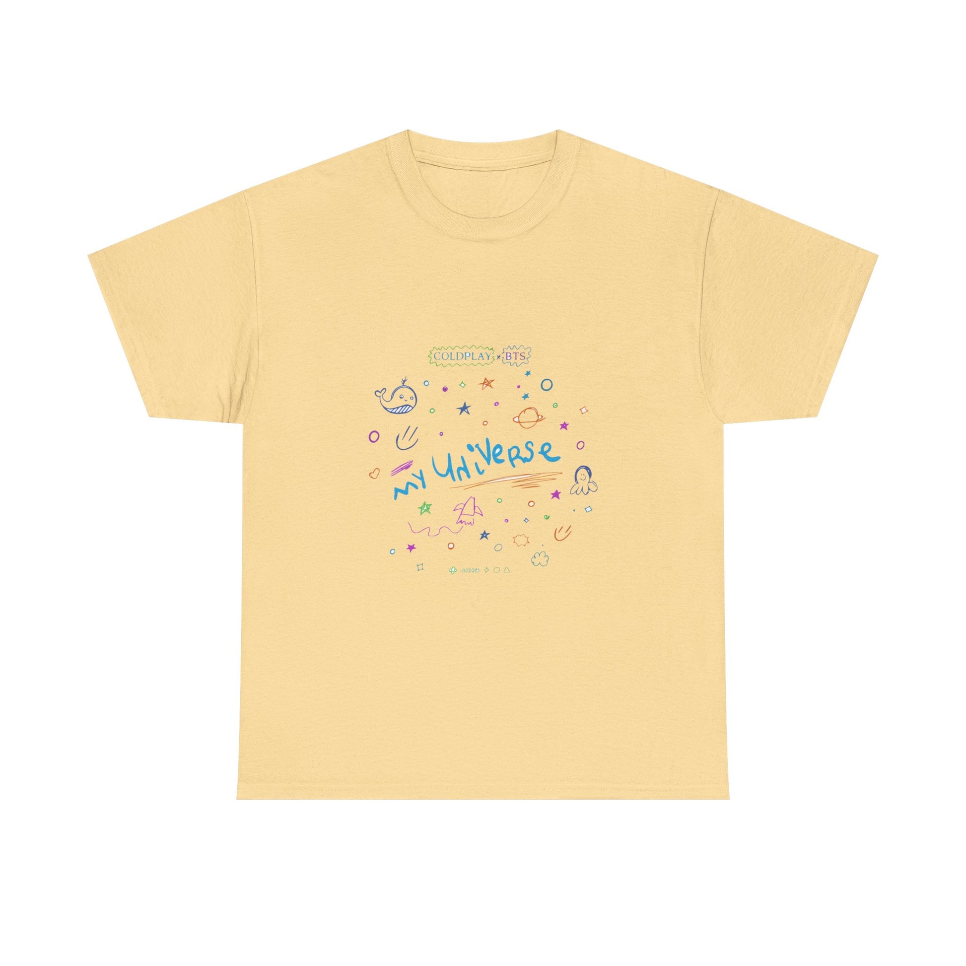 Neon Space Doodles Unisex Cotton Tee Printify