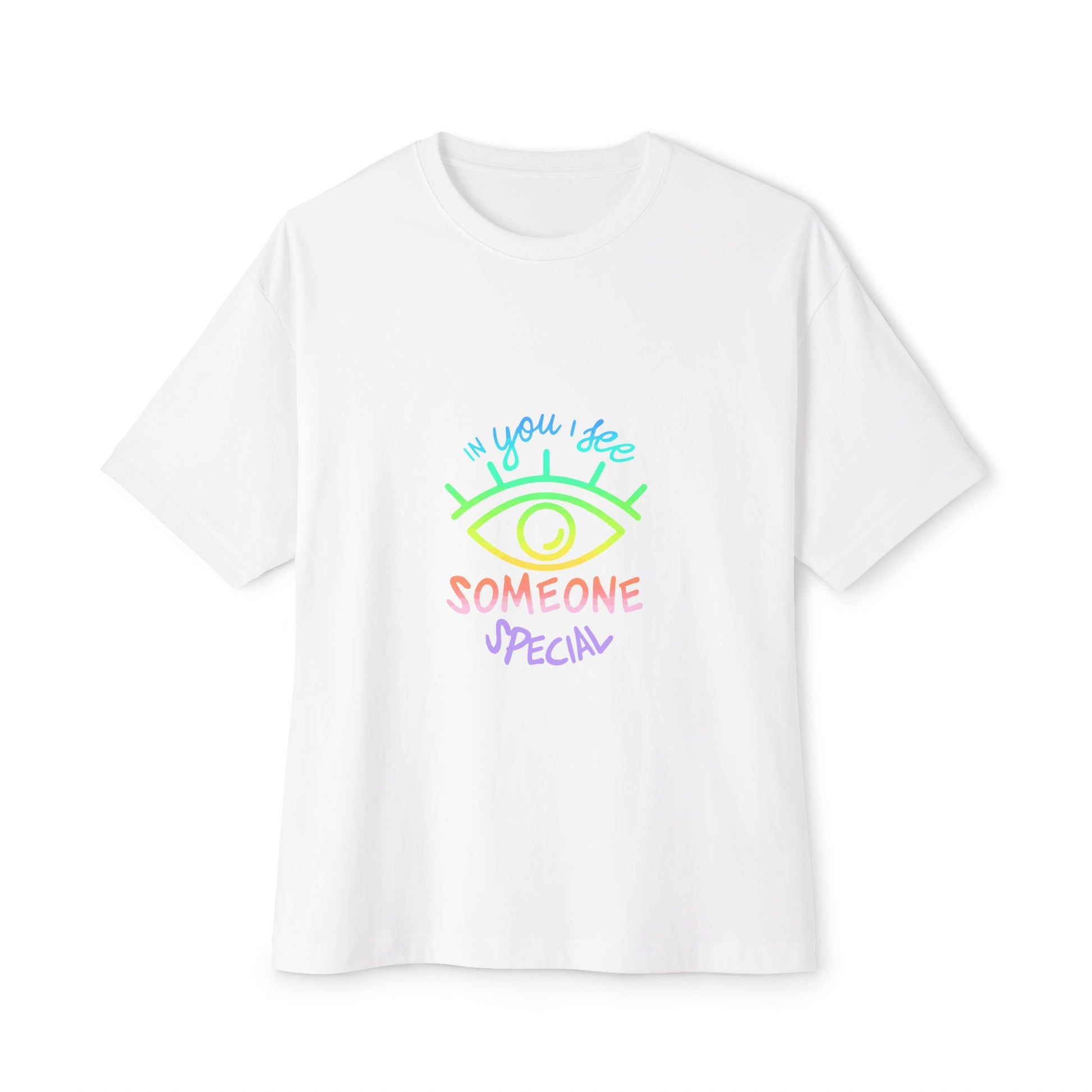 Vibrant Eye and Text Unisex Oversized Boxy Tee Printify