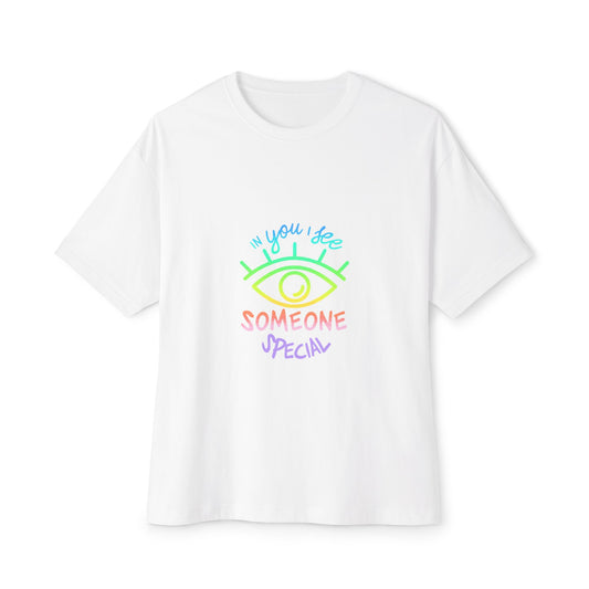 Vibrant Eye and Text Unisex Oversized Boxy Tee Printify