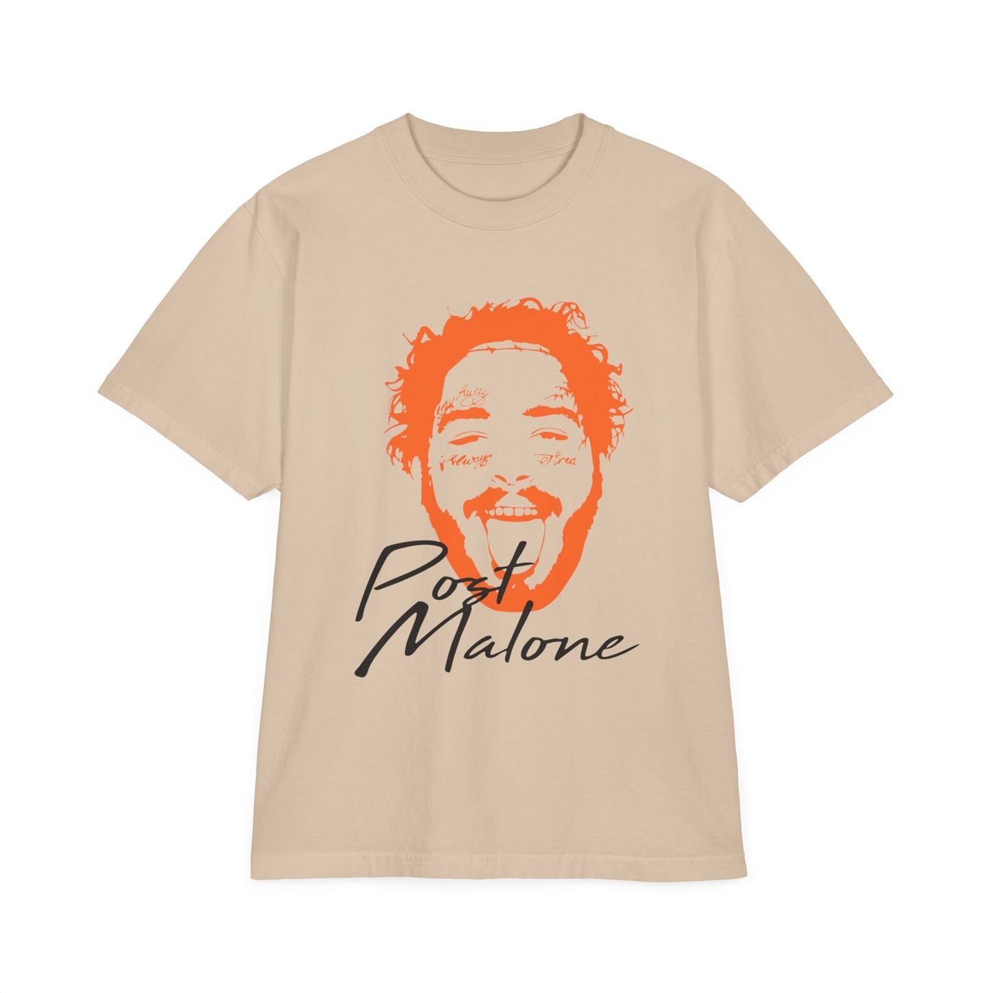 Unisex Garment-Dyed Drop-Shoulder T-Shirt – Post Malone Name Design with Picture Printify
