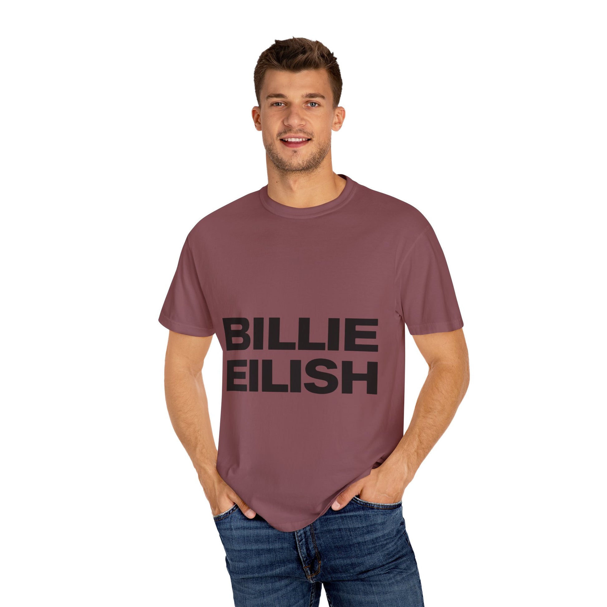 Billie Eilish Inspired Dyed T-shirt – Stacked Glow Text Edition Printify