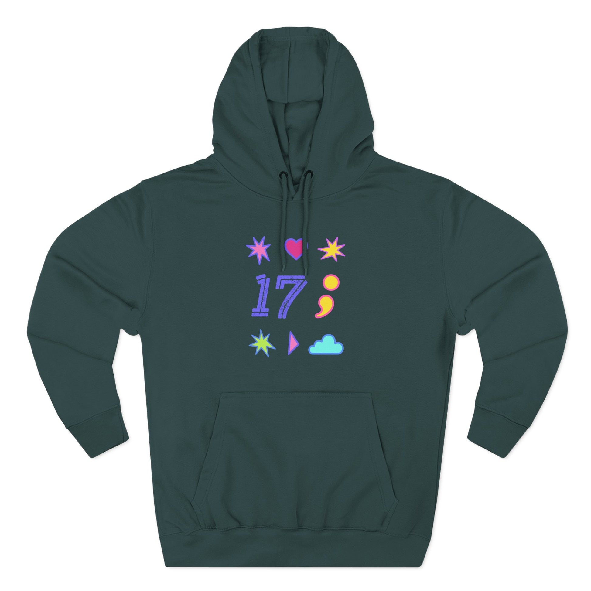 Symbols of 17 Aesthetic Three-Panel Fleece Hoodie - snazzymerch
