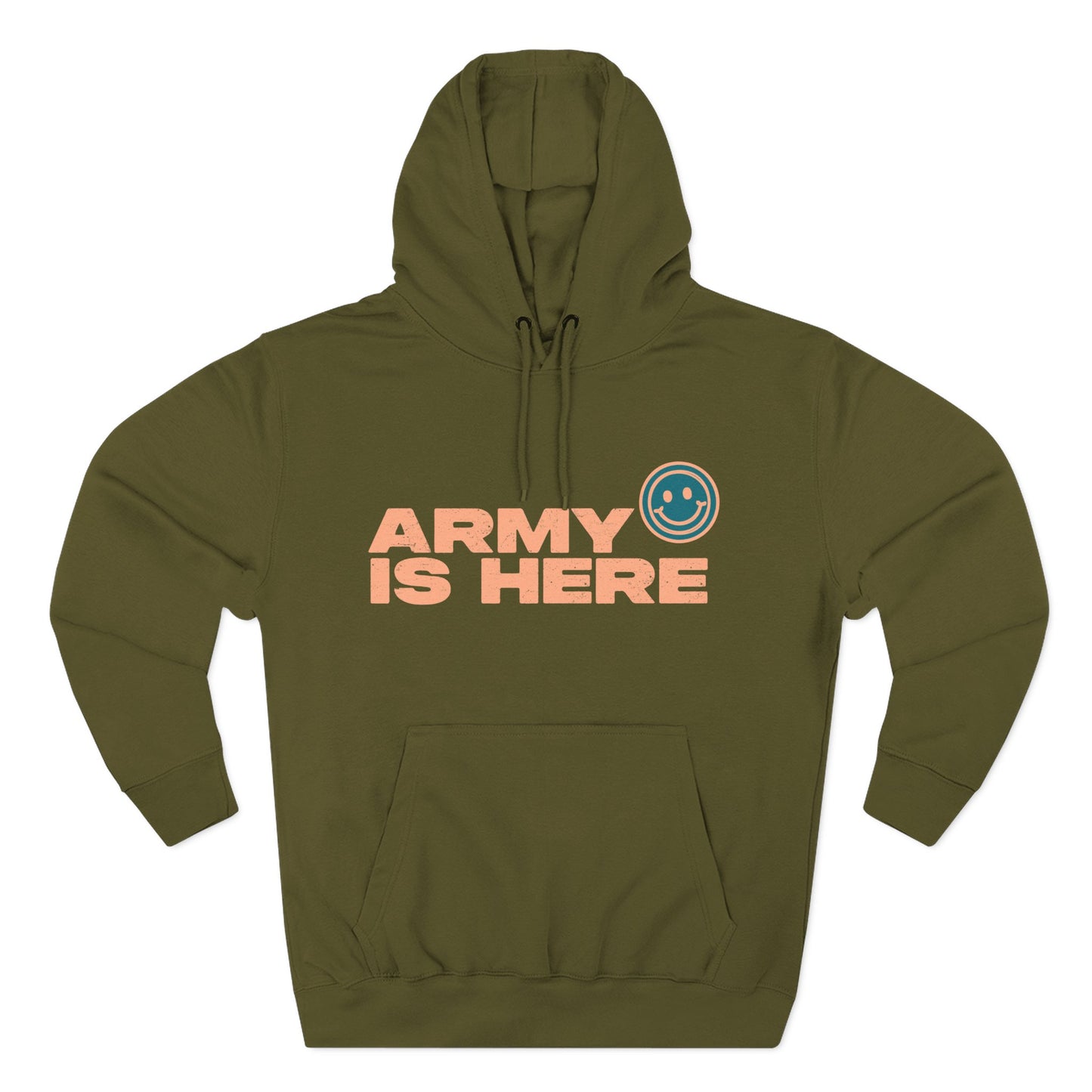 Smiley Army Vibe Three-Panel Fleece Hoodie - snazzymerch