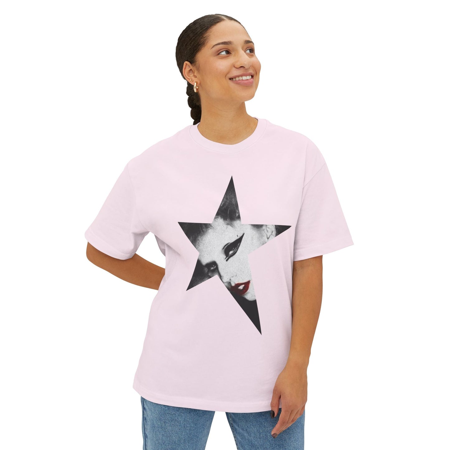 Born This Way Star Face-Unisex Oversized Tee Printify