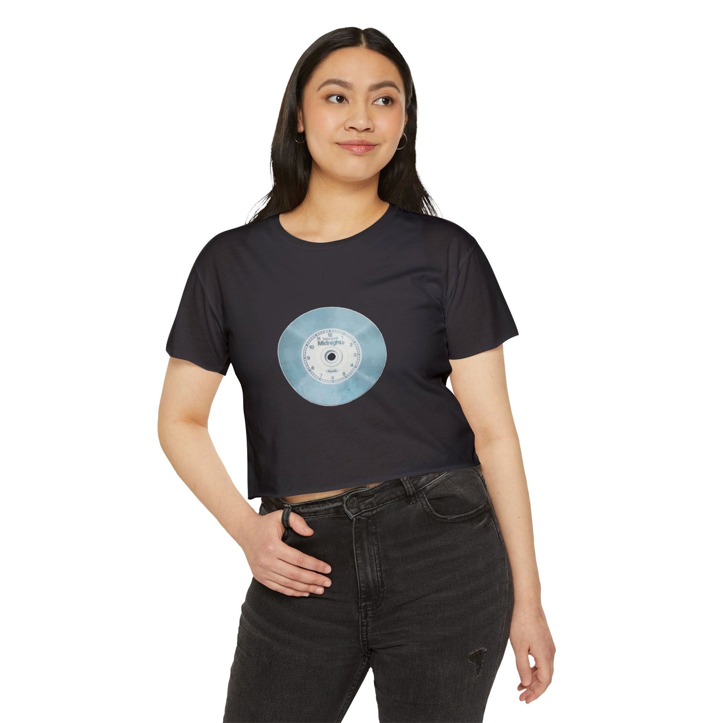 Midnight Vinyl Vibes Women's Festival Crop Top - snazzymerch