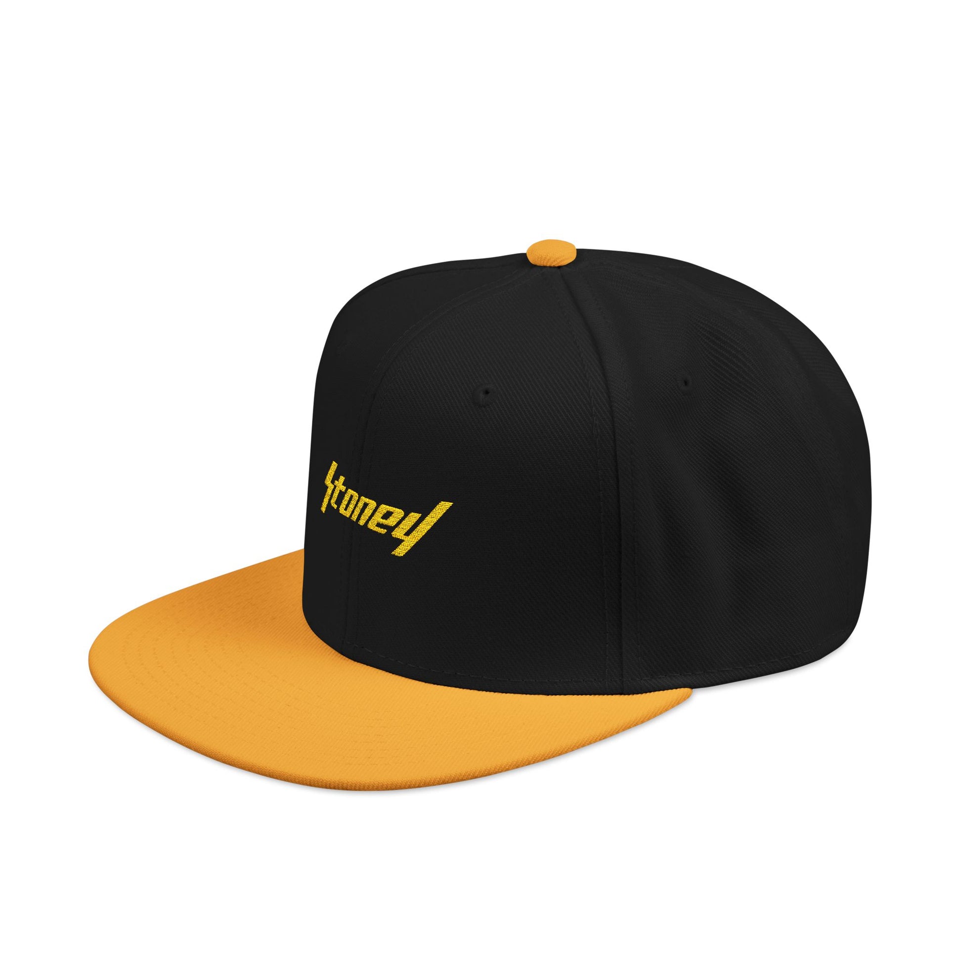 Orange Lightning Text Logo Snapback Cap Printify