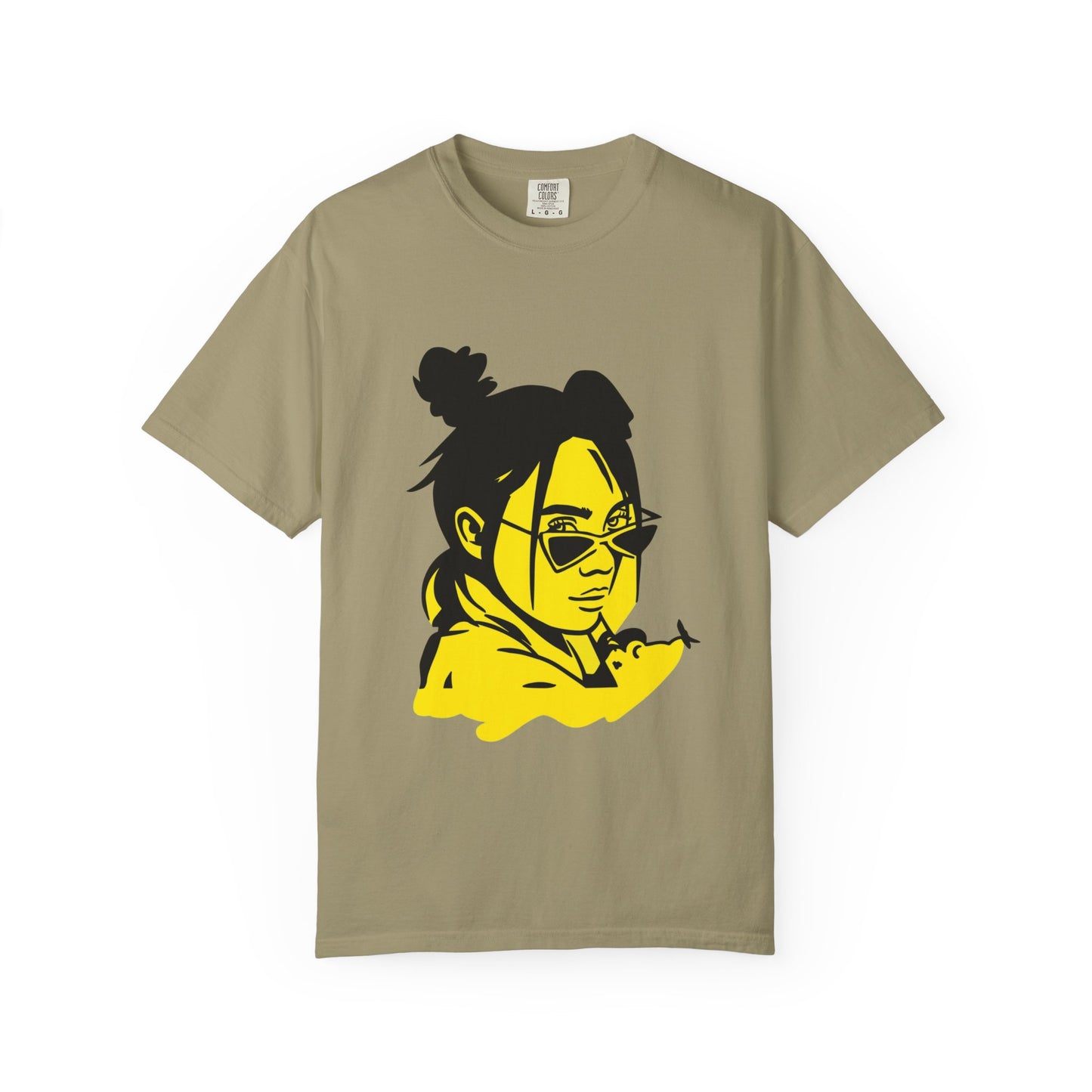 Billie Eilish Inspired Dyed T-shirt – Neon Mood Portrait Edition Printify