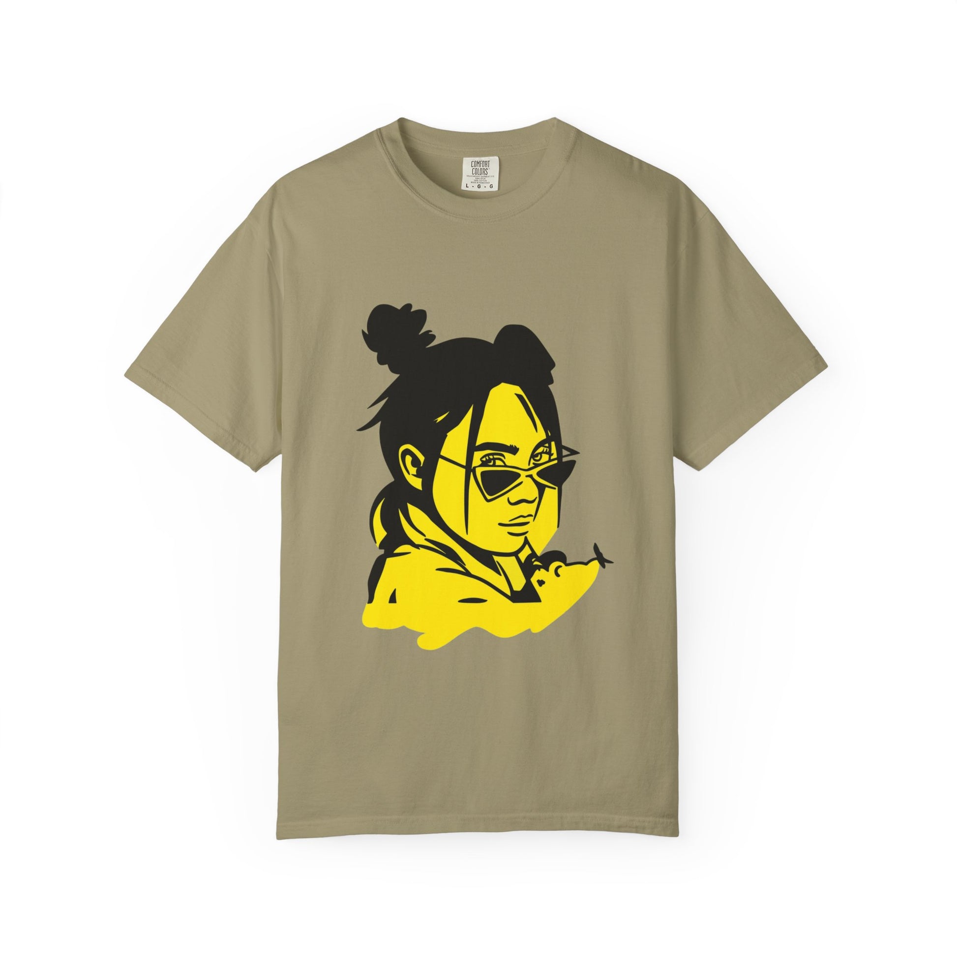 Billie Eilish Inspired Dyed T-shirt – Neon Mood Portrait Edition Printify