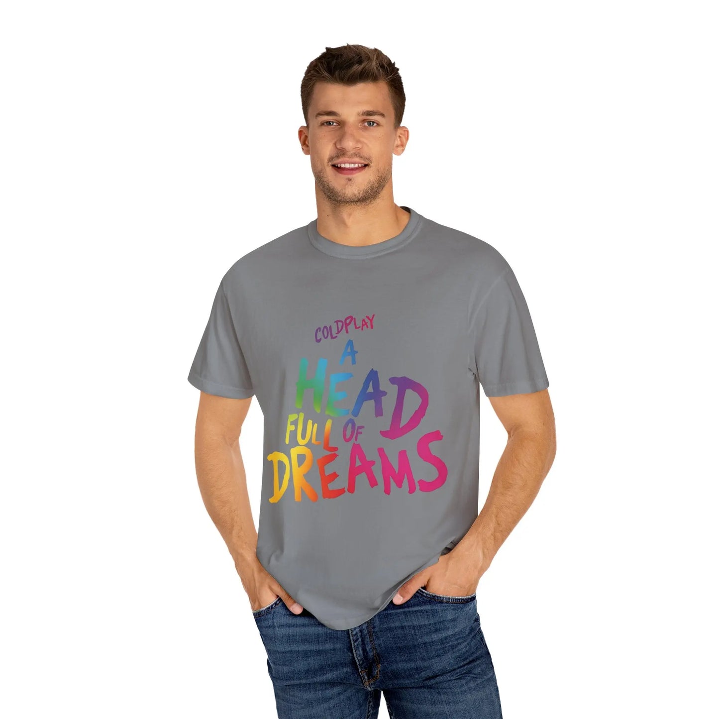 Unisex Garment-Dyed T-Shirt Inspired by Coldplay’s Iconic A Head Full of Dreams Printify