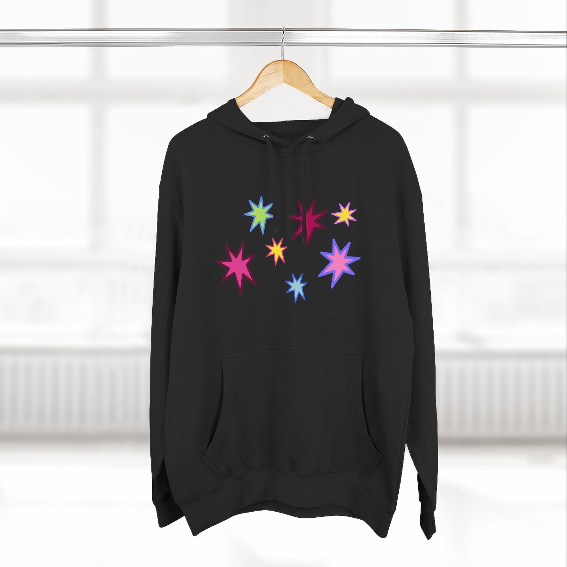 Rainbow Spark Burst Three-Panel Fleece Hoodie - snazzymerch