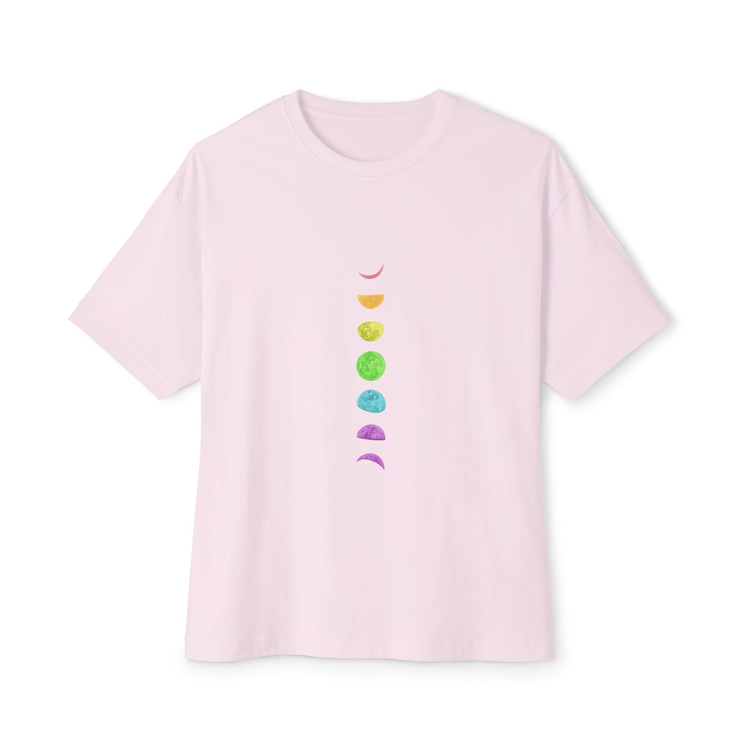 Rainbow Lunar Phases Unisex Oversized Boxy Tee Printify