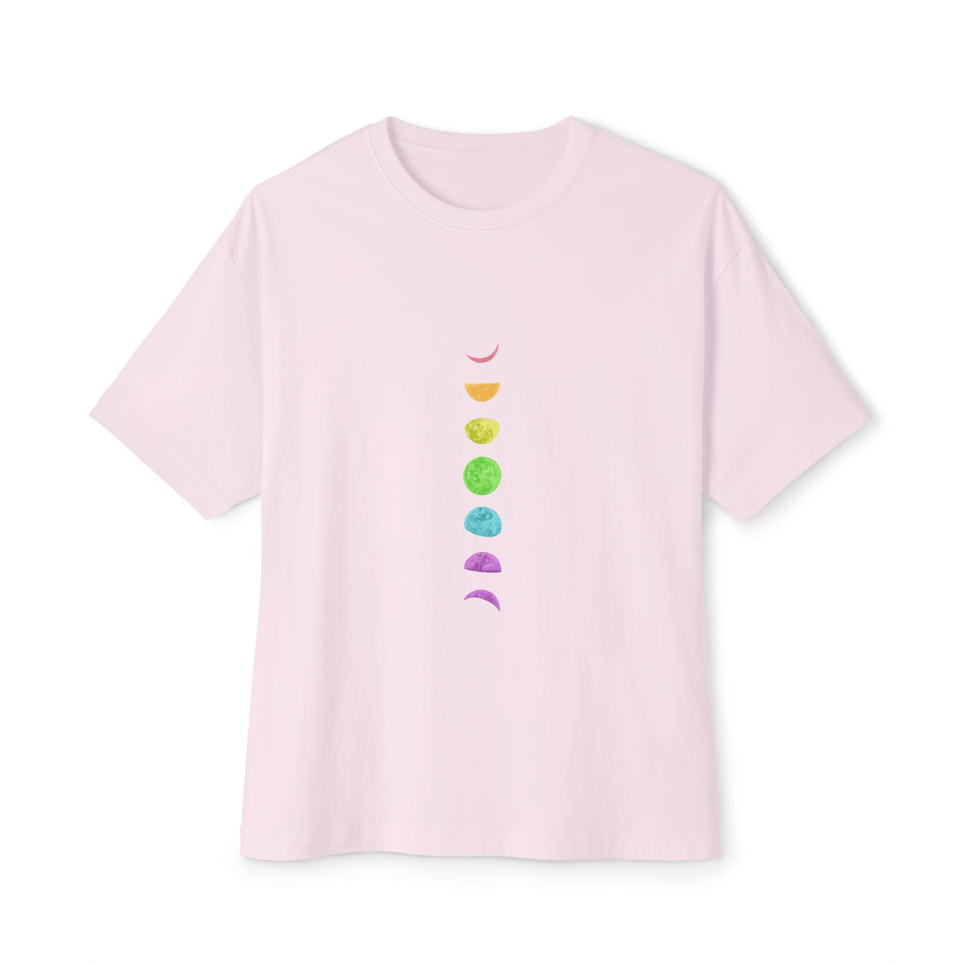 Rainbow Lunar Phases Unisex Oversized Boxy Tee Printify