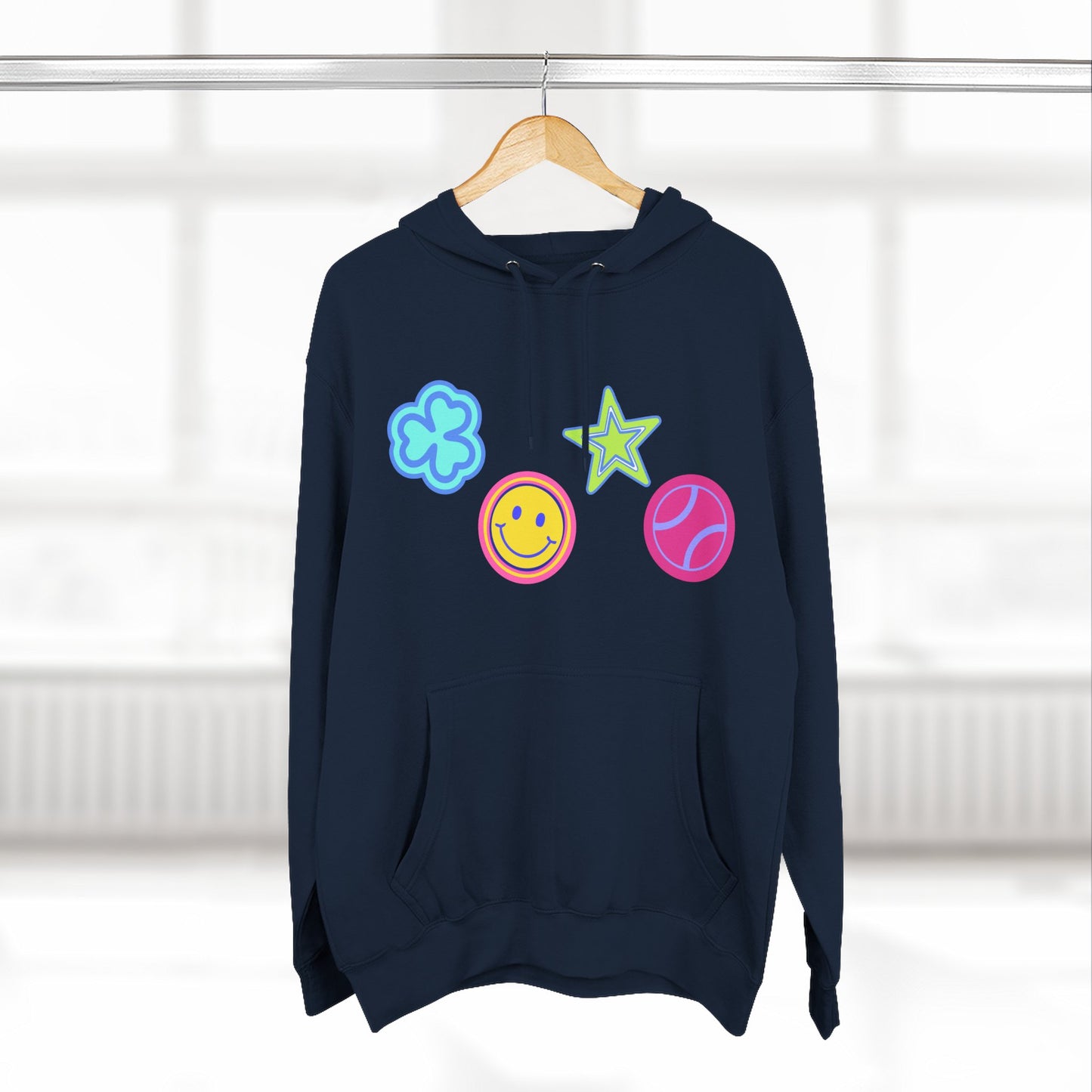 Lucky Star & Clover Patch Three-Panel Fleece Hoodie - snazzymerch