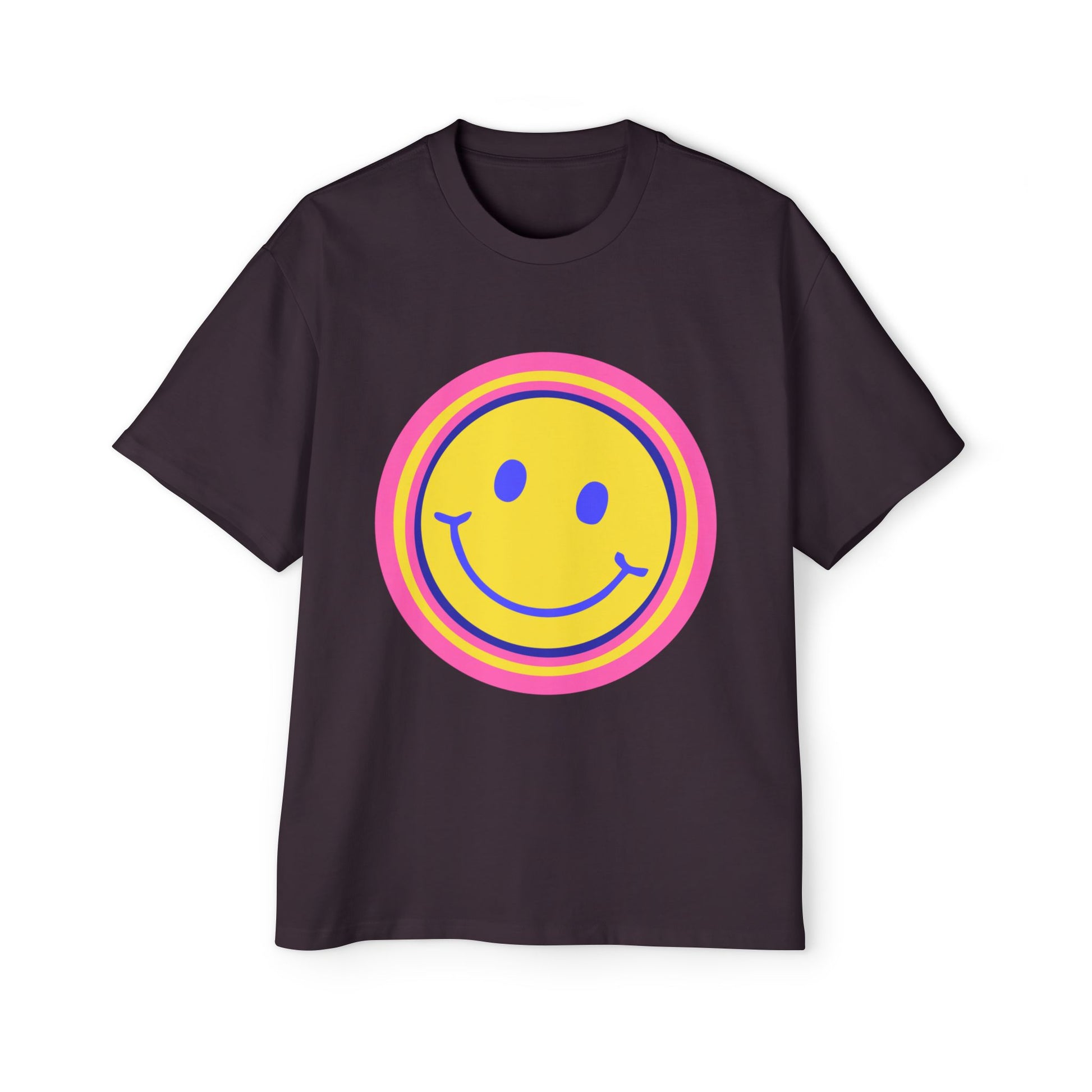 Retro Rainbow Smiley Men's Heavy Oversized Tee - snazzymerch