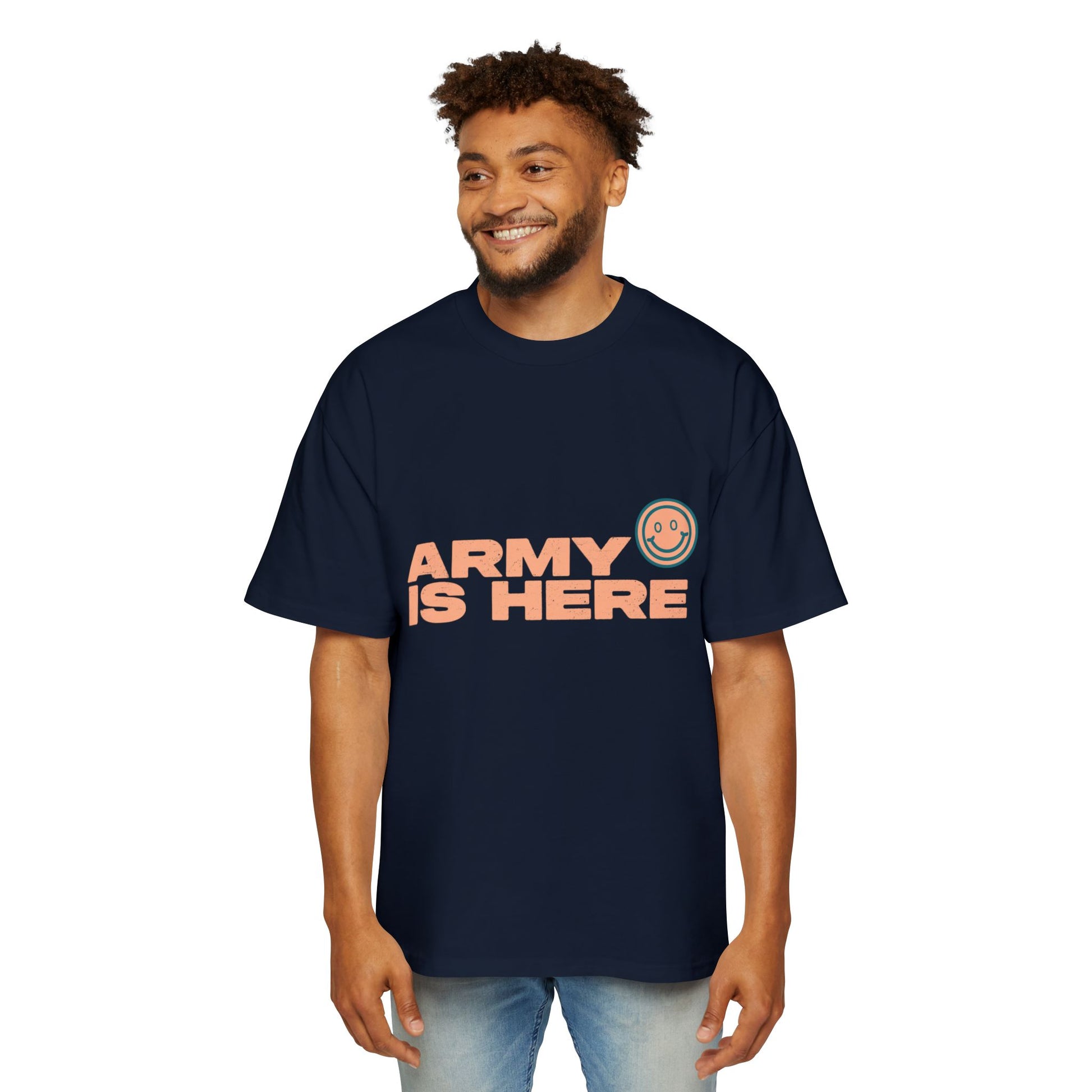 Smiley Army Vibe Men's Heavy Oversized Tee - snazzymerch