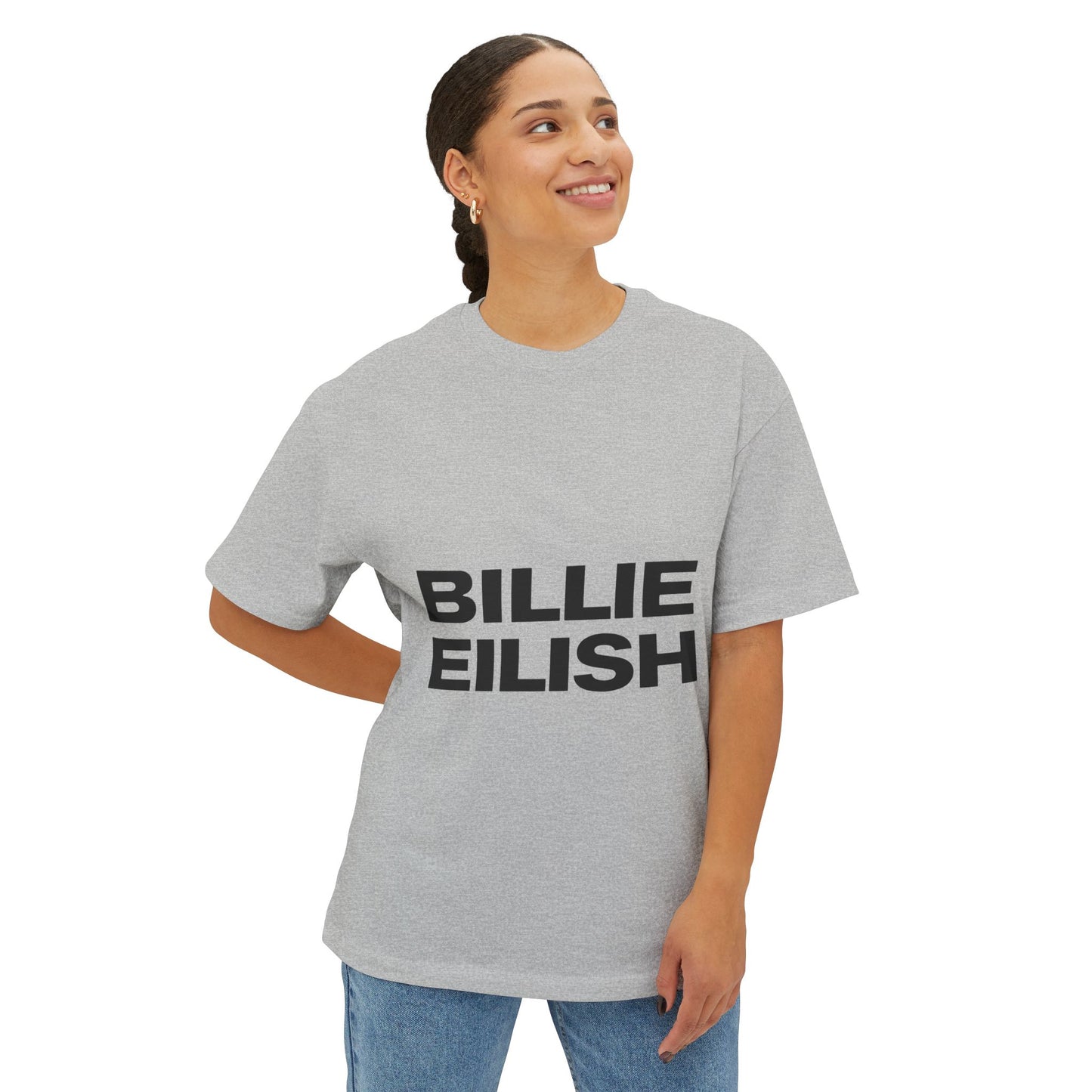 Billie Eilish Inspired Oversized T-Shirt – Stacked Glow Text Edition Printify