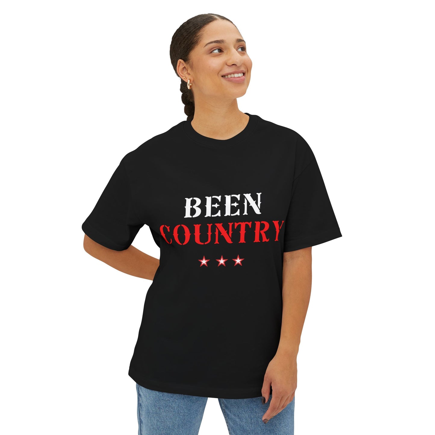 Red Country Western Star Unisex Oversized Boxy Tee - snazzymerch