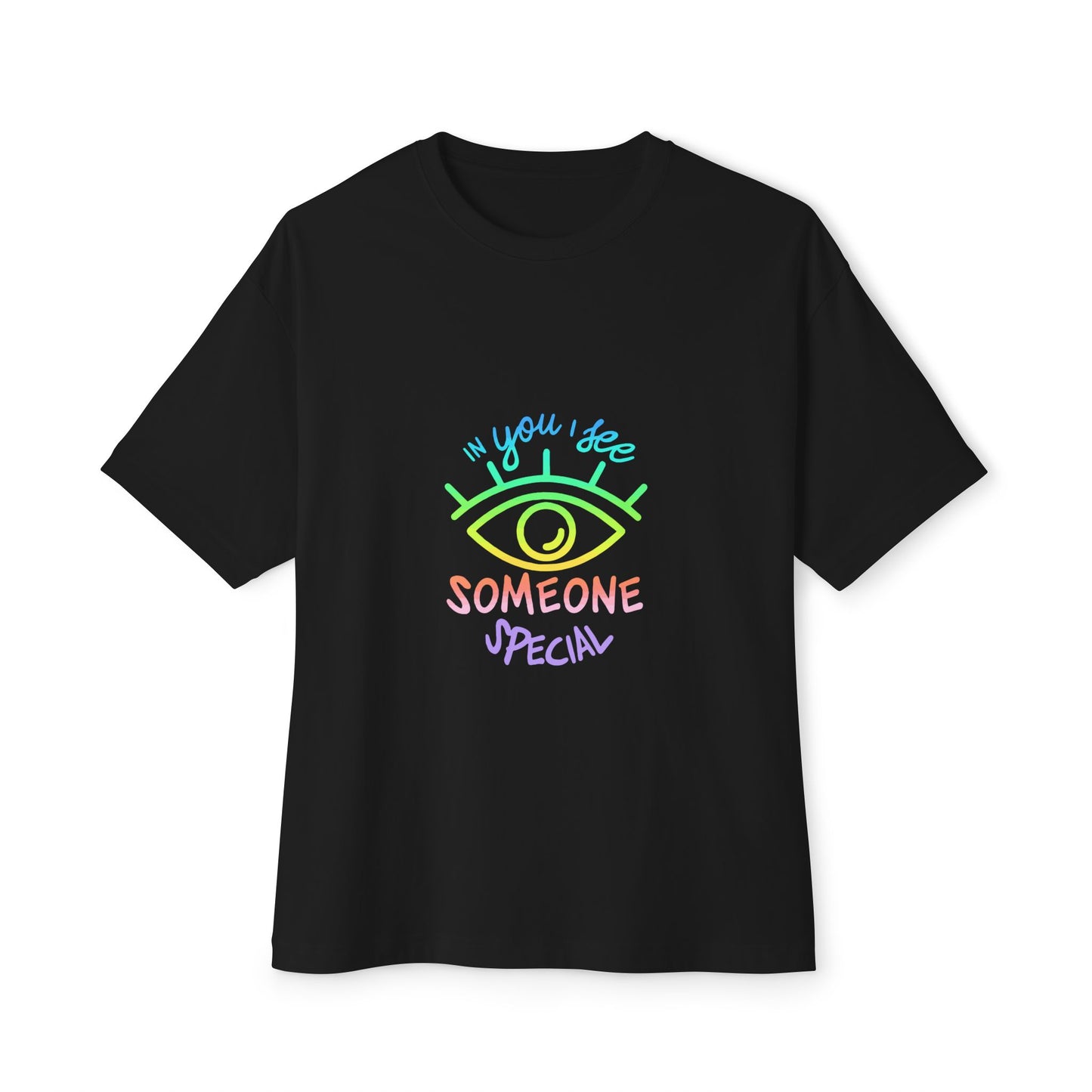 Vibrant Eye and Text Unisex Oversized Boxy Tee Printify
