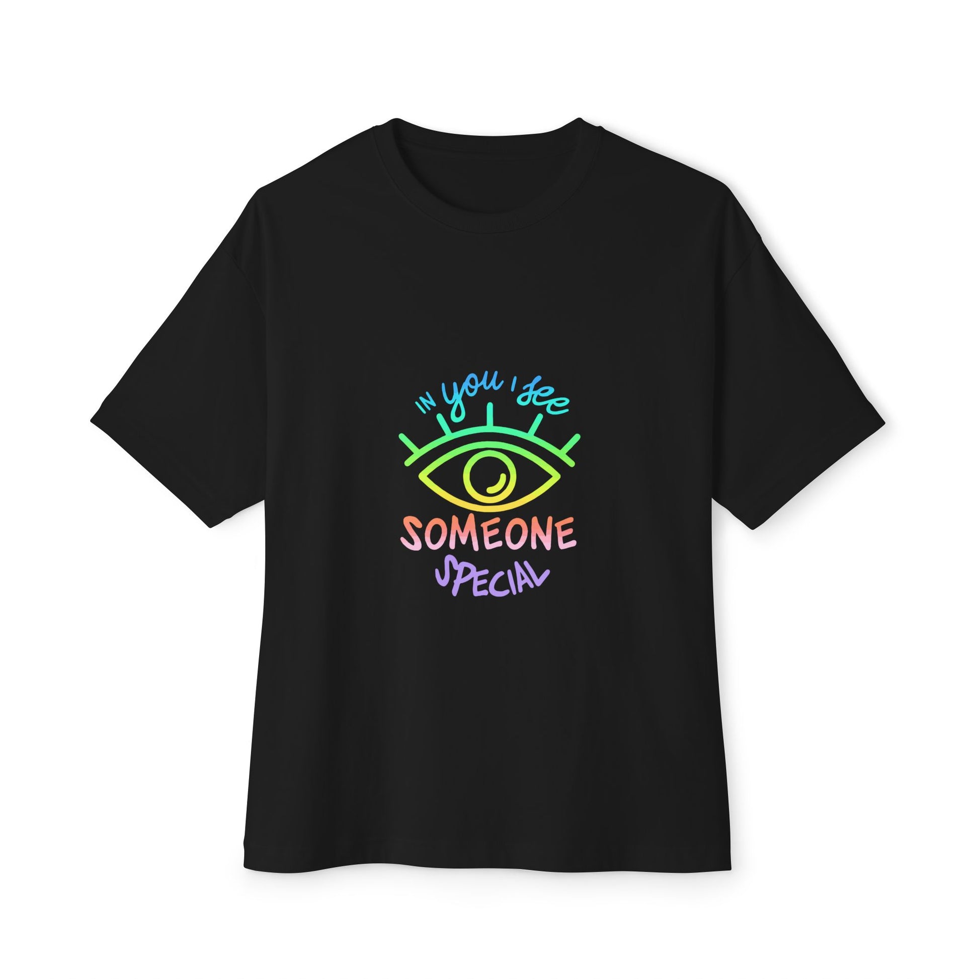 Vibrant Eye and Text Unisex Oversized Boxy Tee Printify