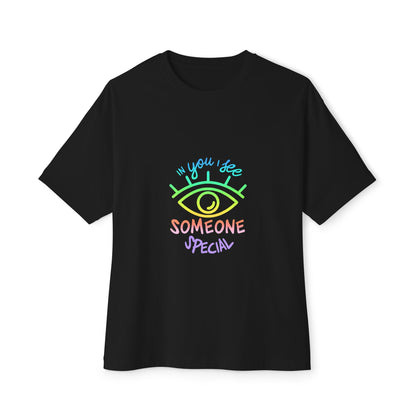 Vibrant Eye and Text Unisex Oversized Boxy Tee Printify