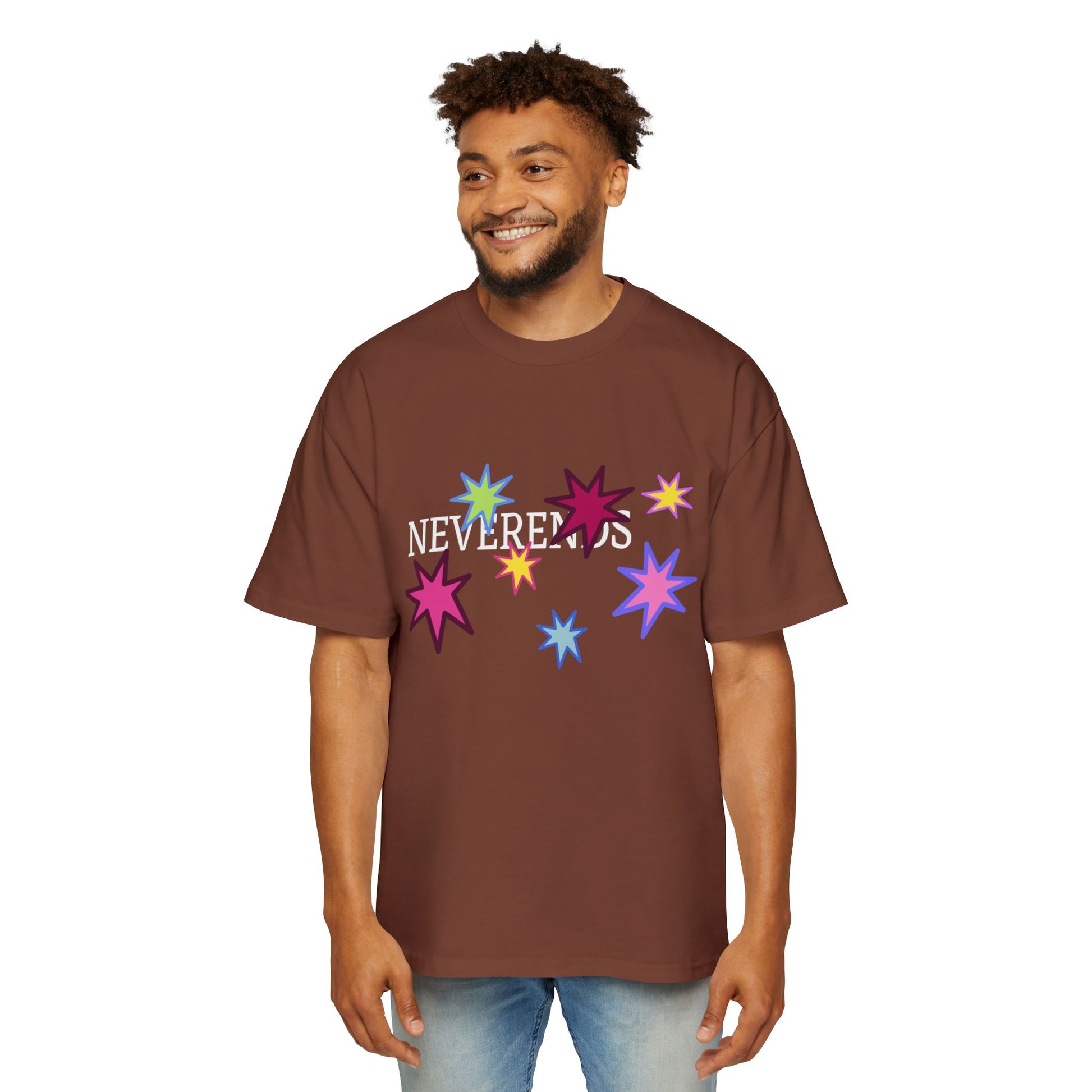 Rainbow Spark Burst Men's Heavy Oversized Tee - snazzymerch