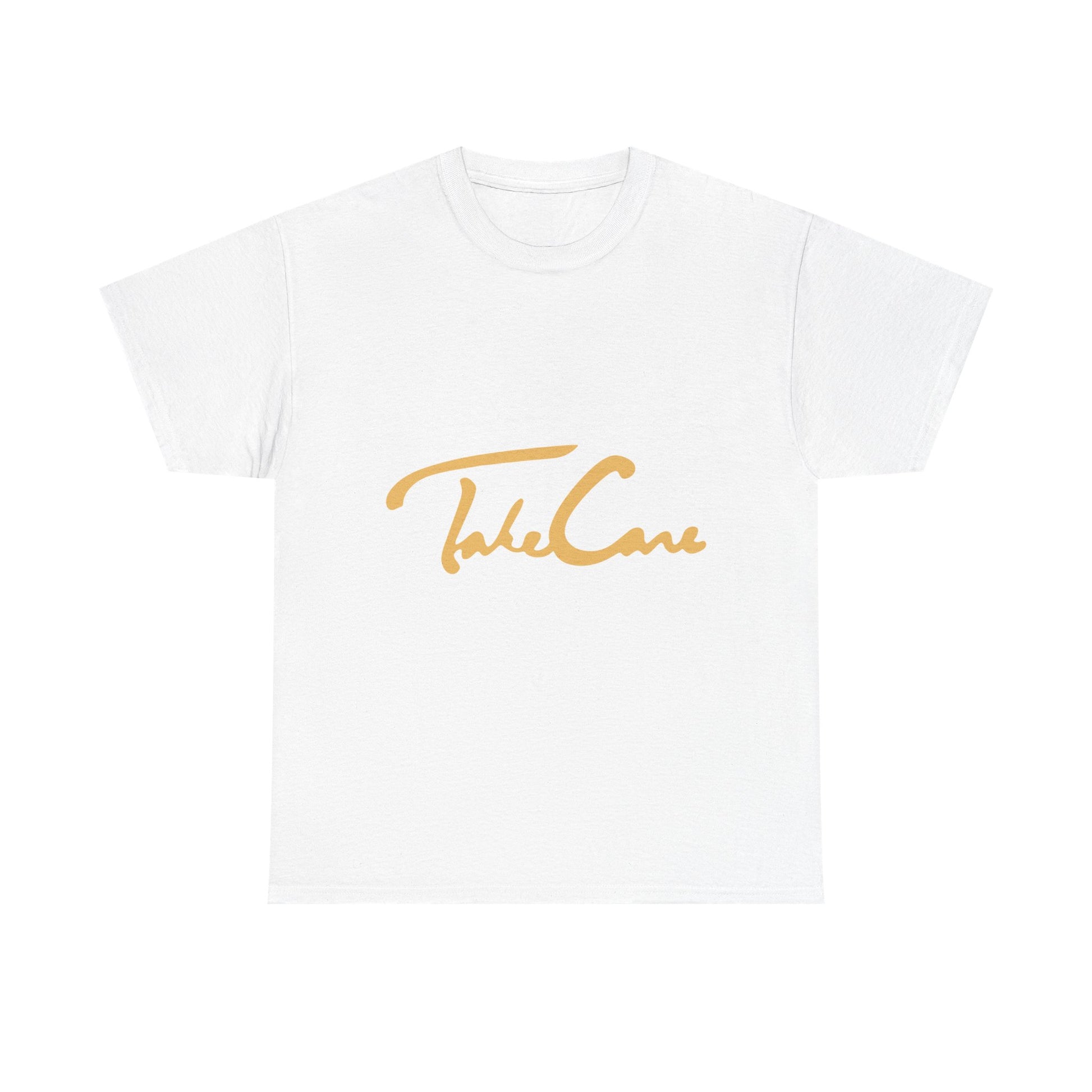 Take Care Gold Script Heavy Cotton Tee Printify