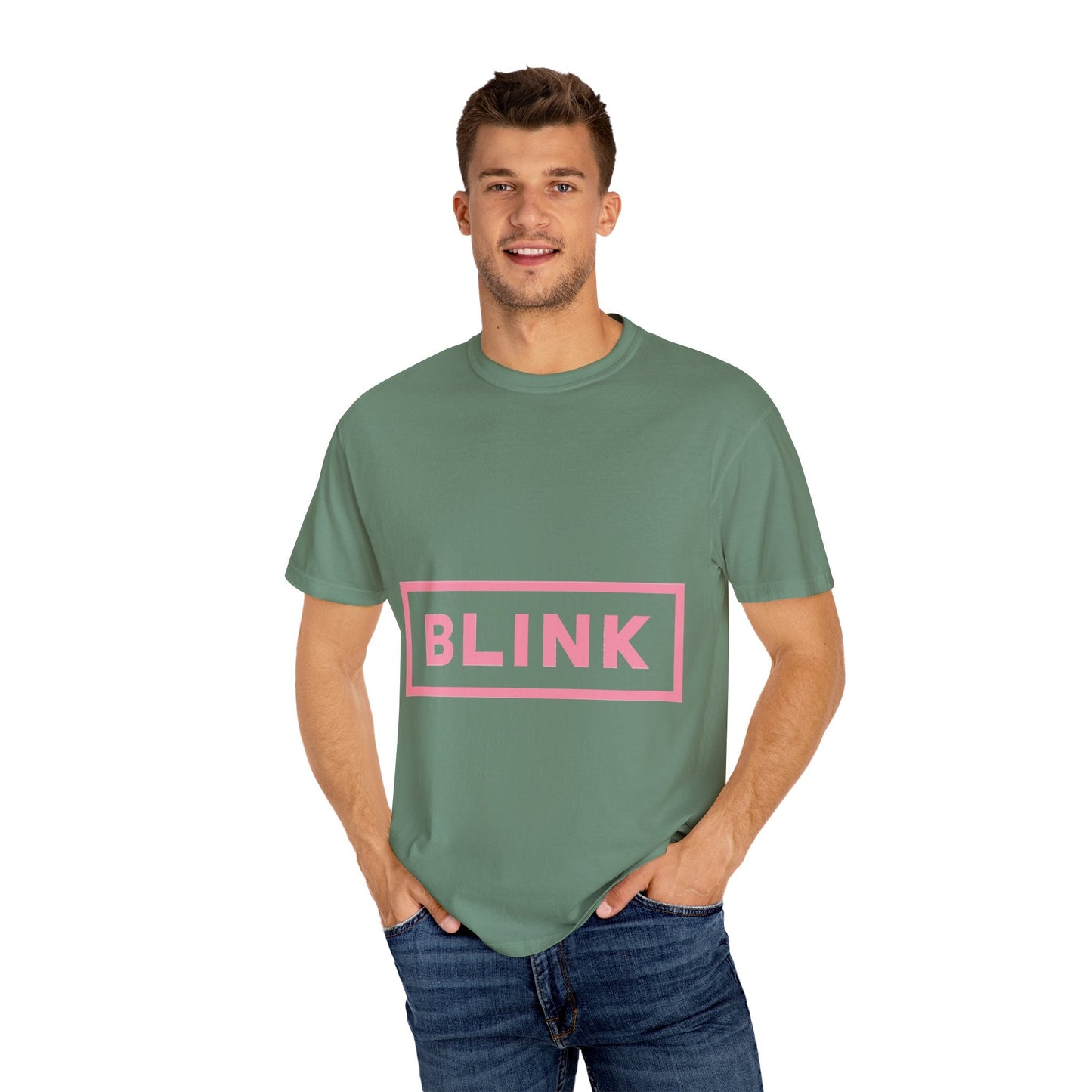 Minimal BLINK Logo – Dyed T-shirt Printify