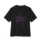 Star Outline Retro Unisex oversized Boxy Tee - snazzymerch