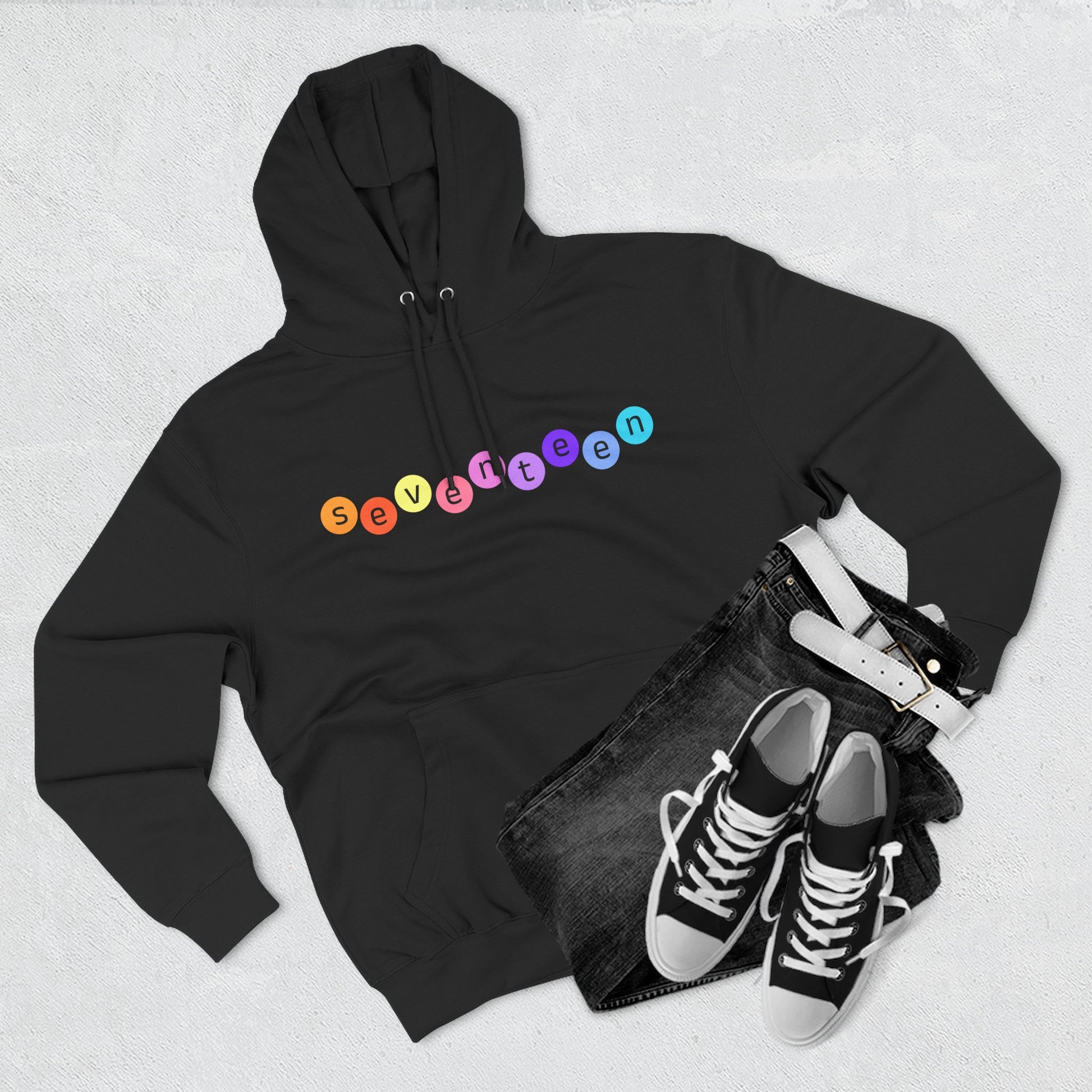 Color Pop Seventeen Three-Panel Fleece Hoodie - snazzymerch