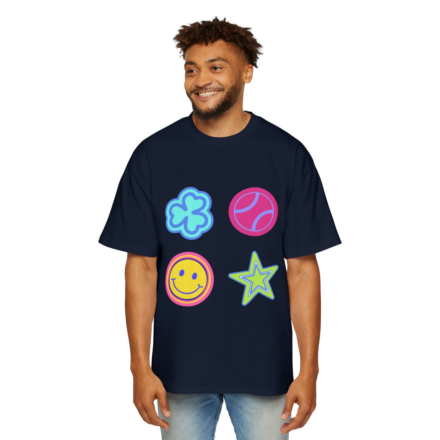 Lucky Star & Clover Patch Men's Heavy Oversized Tee - snazzymerch