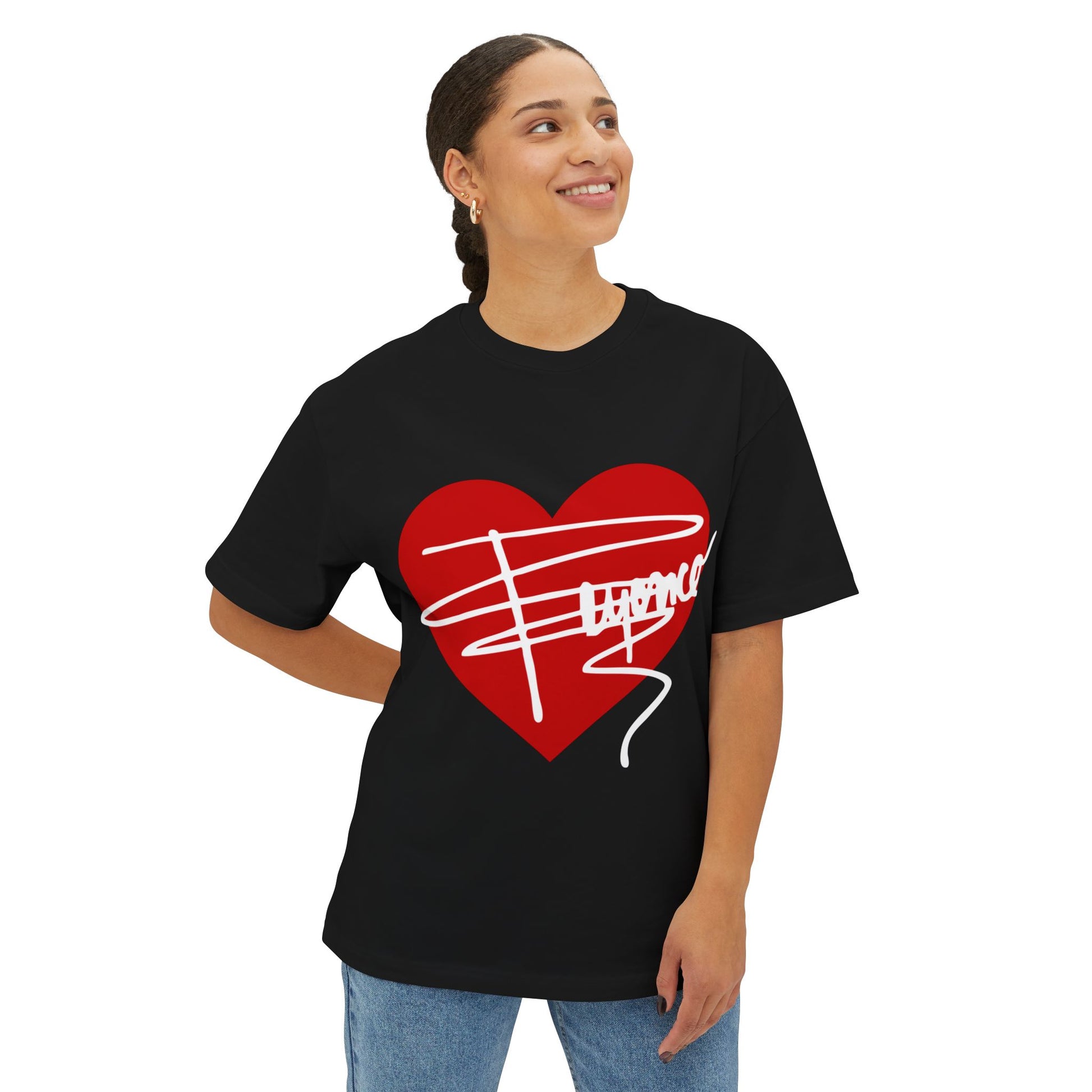 Heartline Script Love Art Unisex Oversized Boxy Tee - snazzymerch
