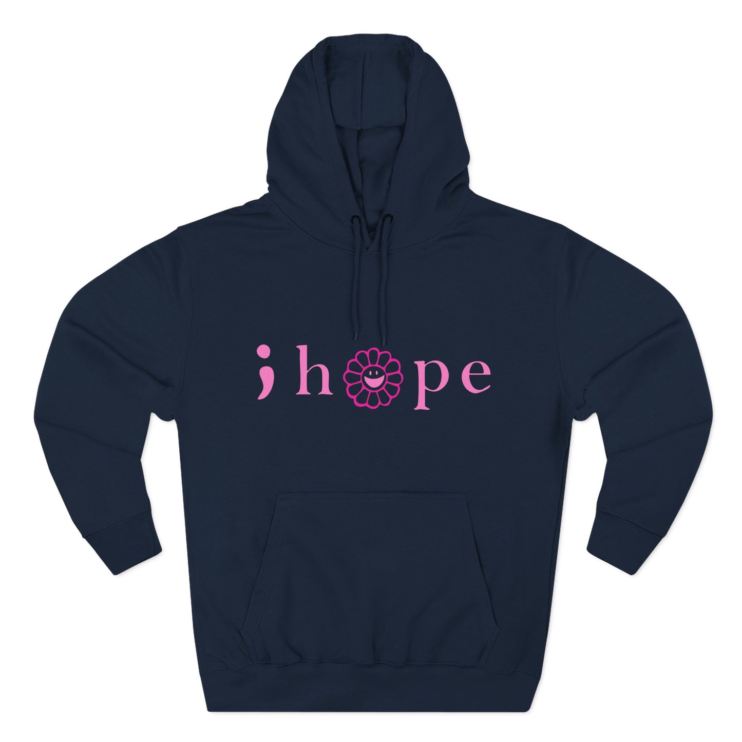 Pink Hope Smile Three-Panel Fleece Hoodie - snazzymerch