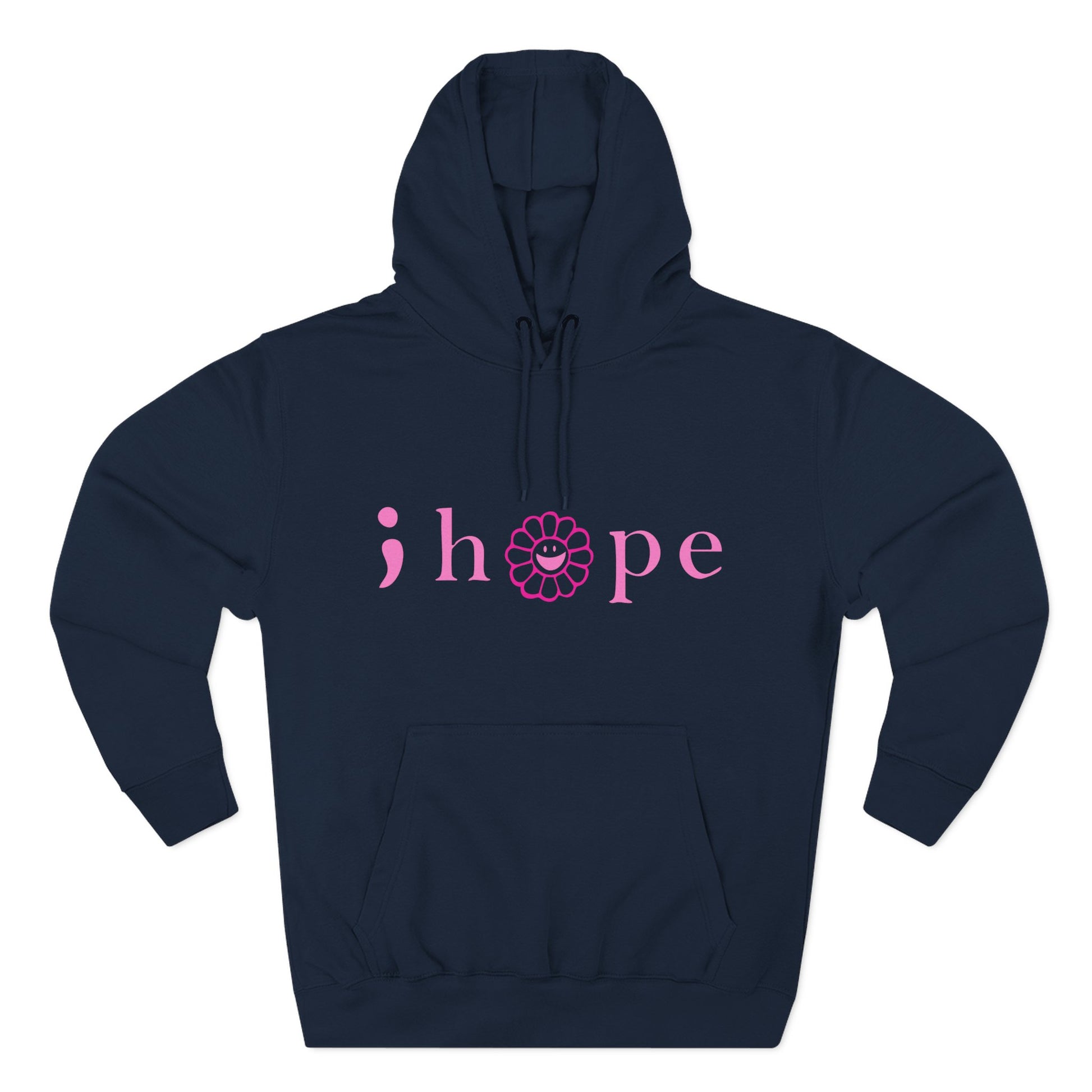 Pink Hope Smile Three-Panel Fleece Hoodie - snazzymerch